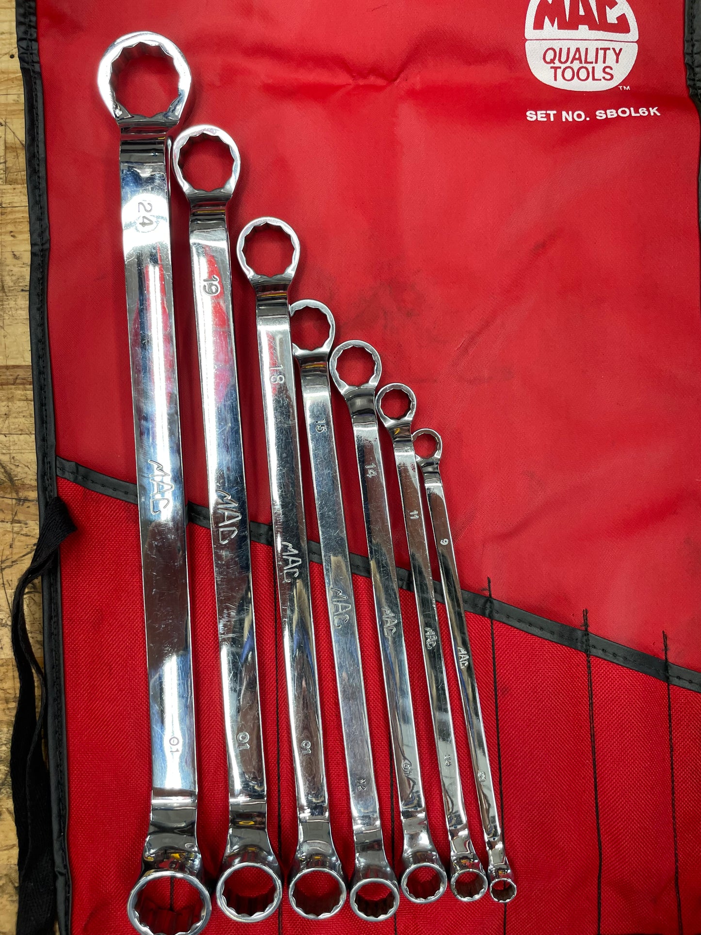 Mac Tools Metric Offset Box Wrench Set 7pc 8-24mm USA SBOL6K