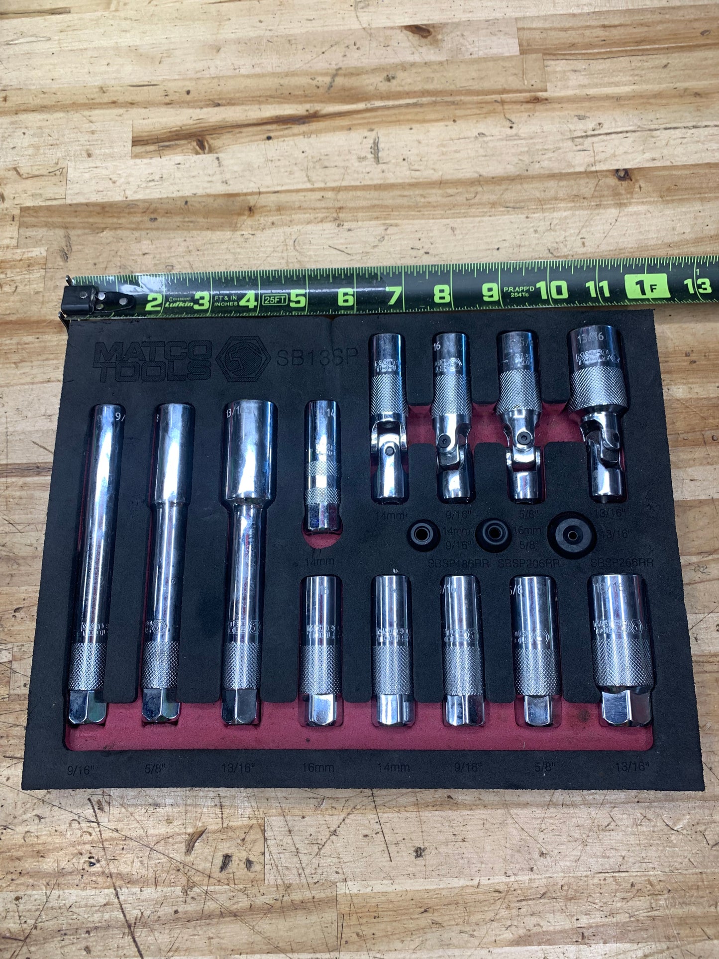 Matco Master Spark Plug Socket Set Foam SB13SP
