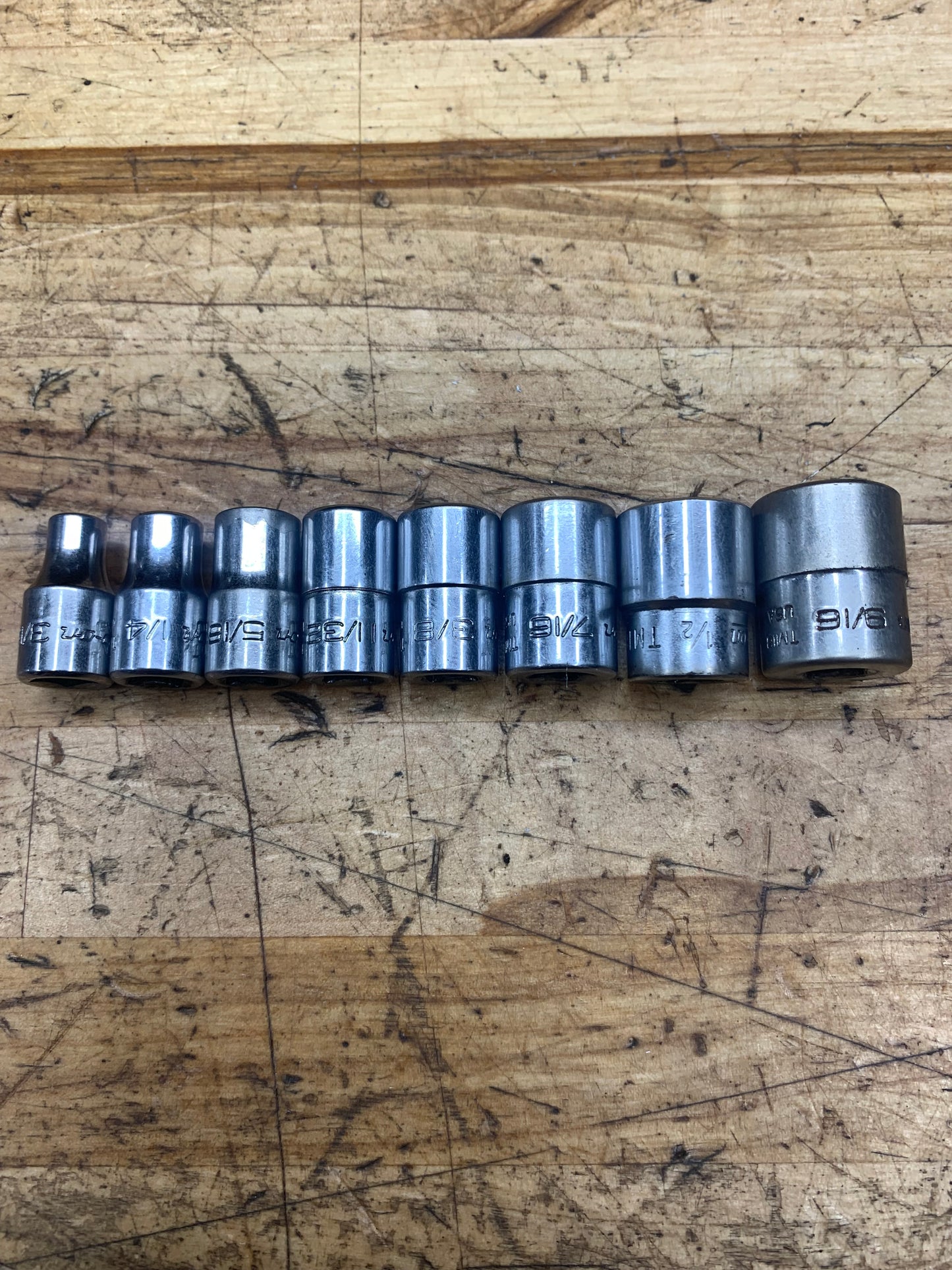 Snap On 1/4" SAE Shallow Socket Set 8pc USA