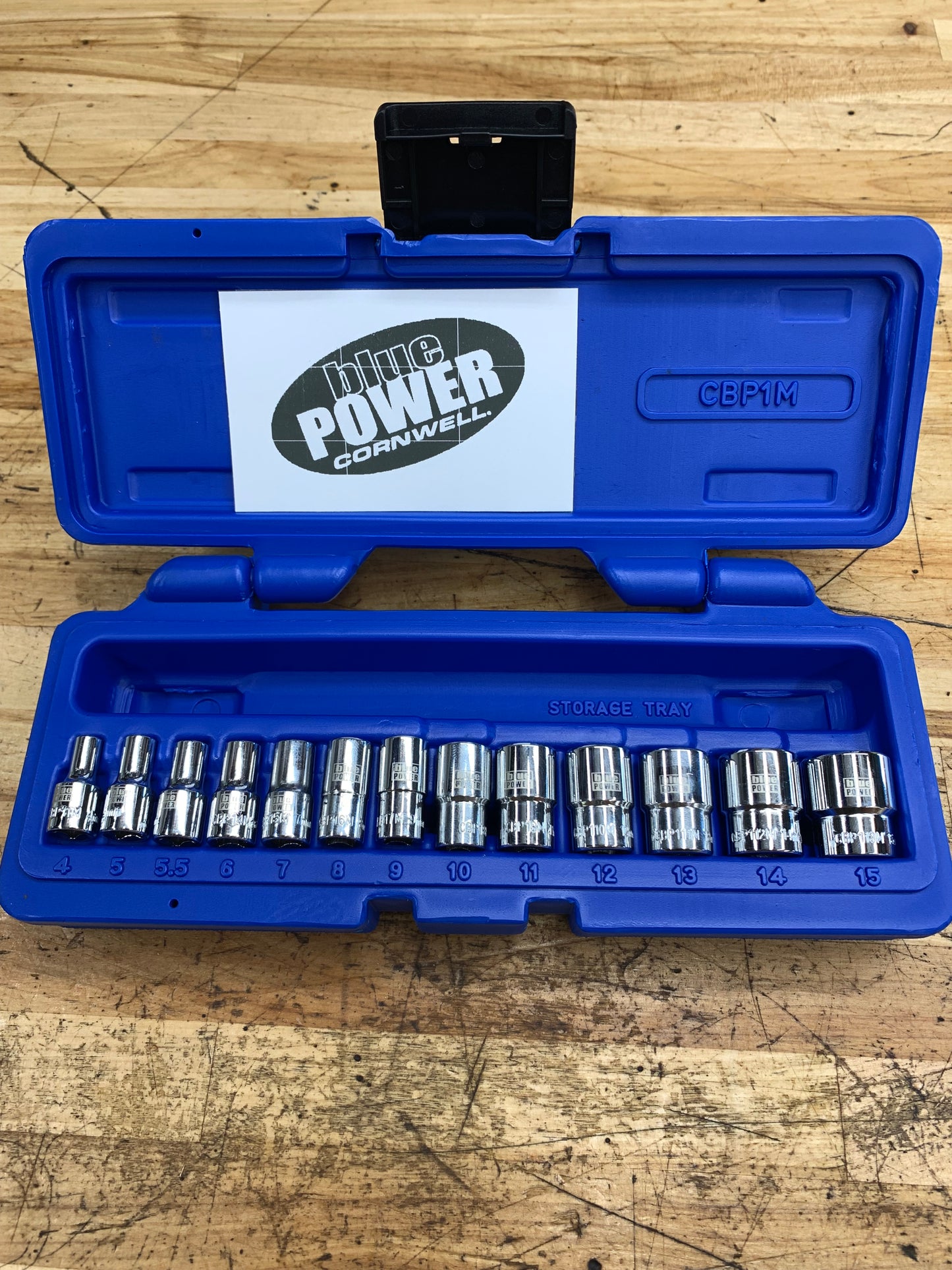Blue Power by Cornwell 1/4" Metric Shallow Chrome Socket Set CBP1M