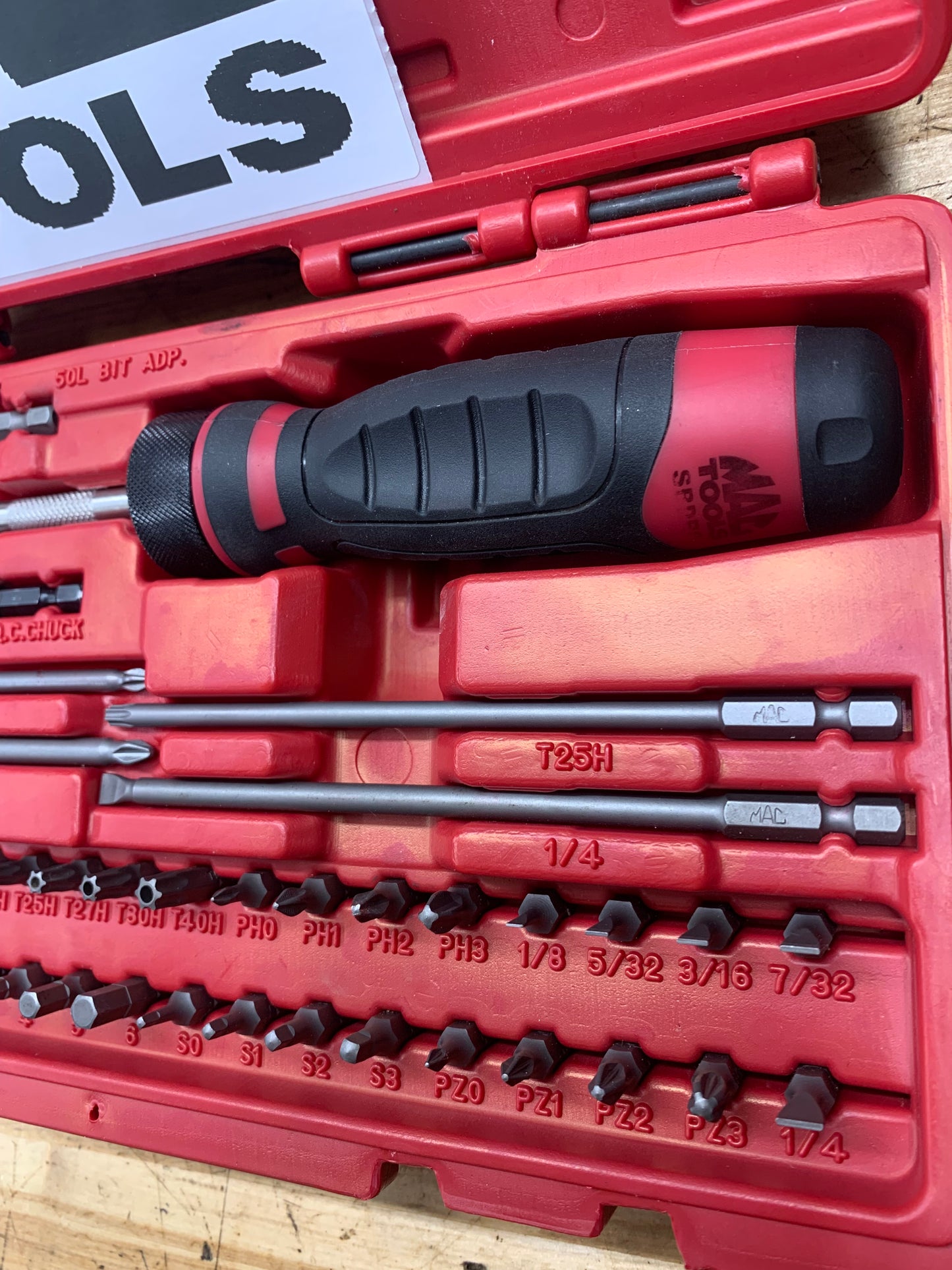 Mac Grip 1/4” Hex Bit Ratcheting Screwdriver Set SBDR49SA LIKE NEW