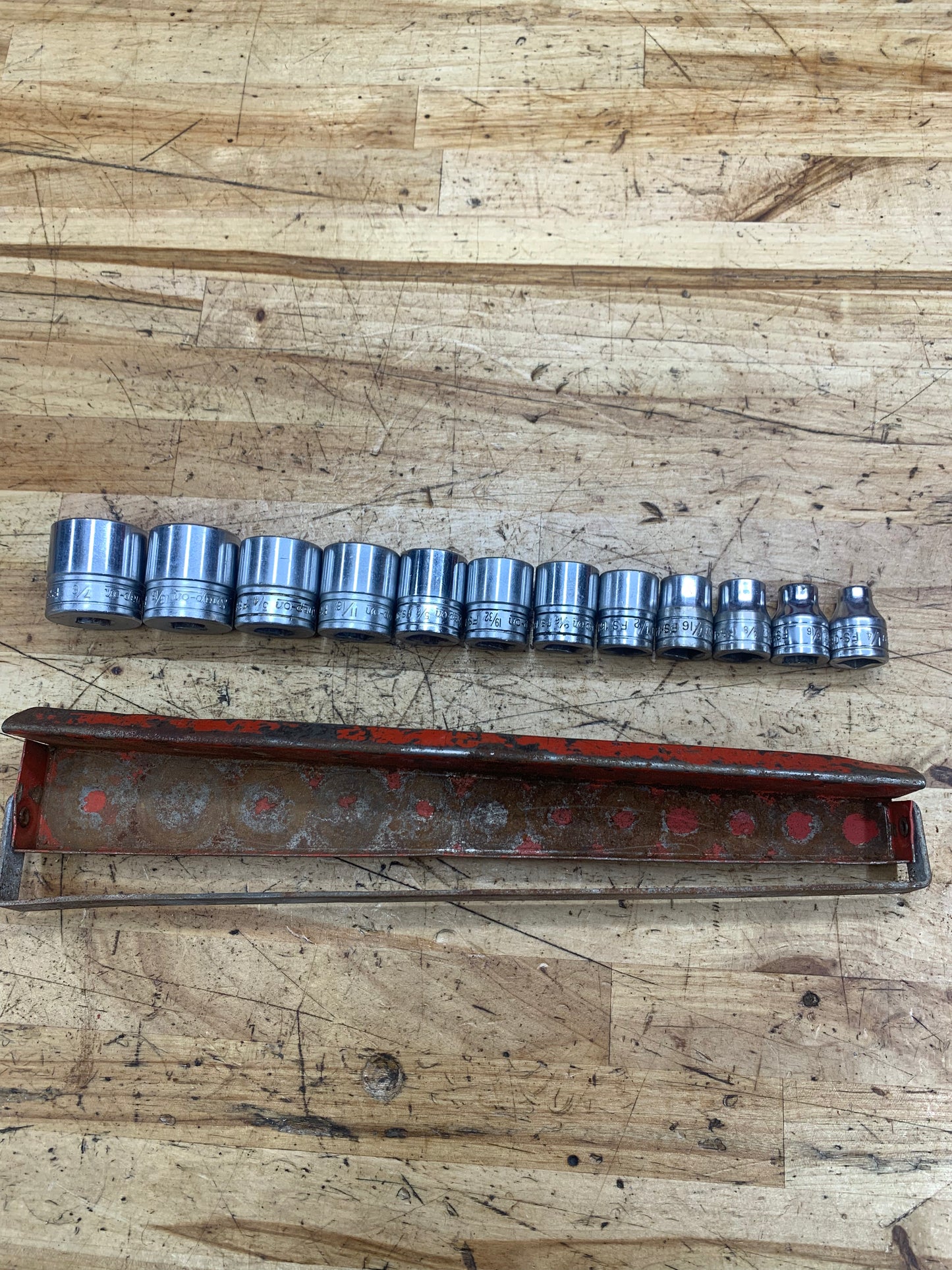 Snap On 3/8" SAE Vintage Shallow Socket Set 12pc USA KTA-232A