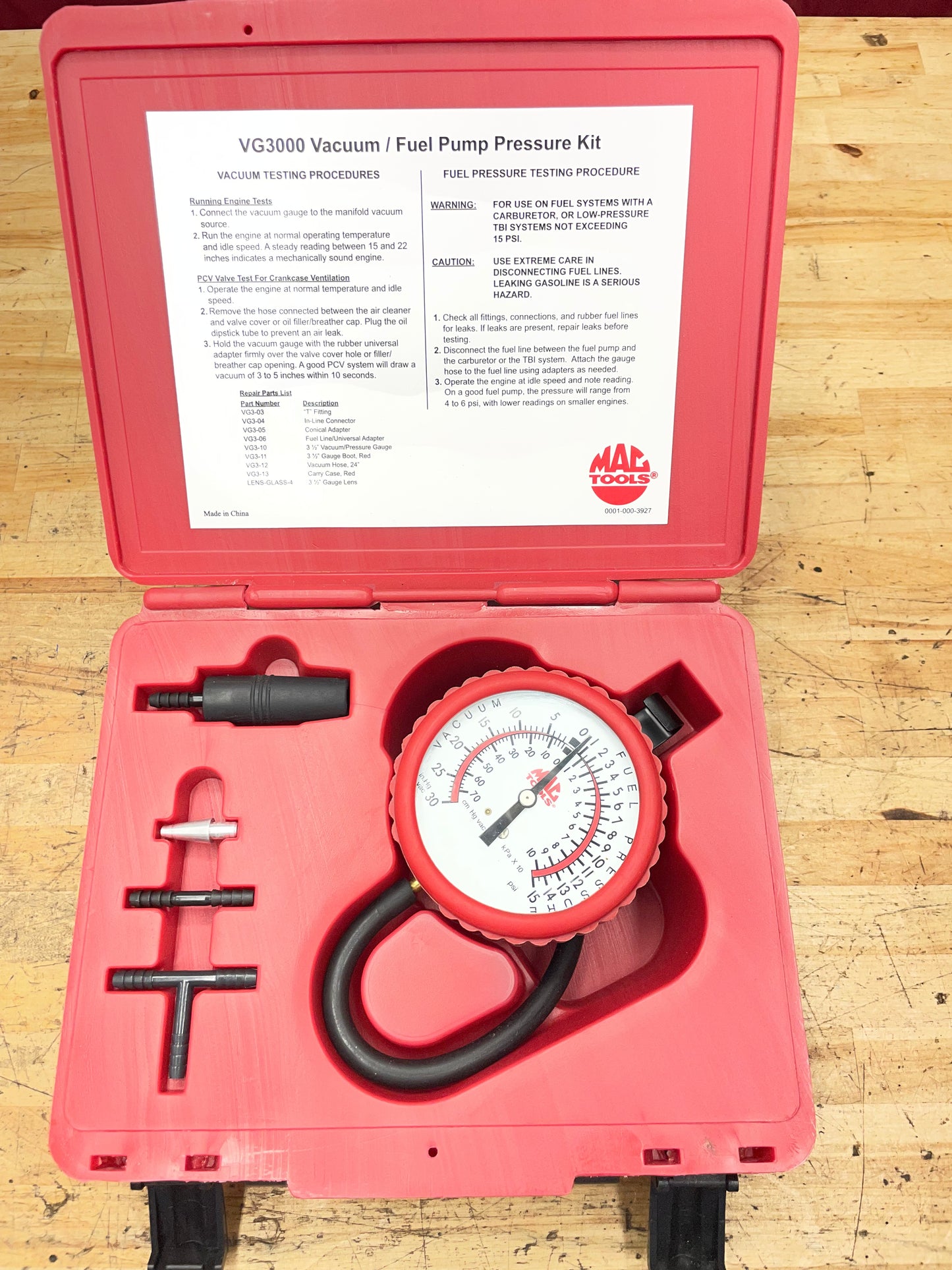 Mac Vacuum / Fuel Pressure Gauge VG3000