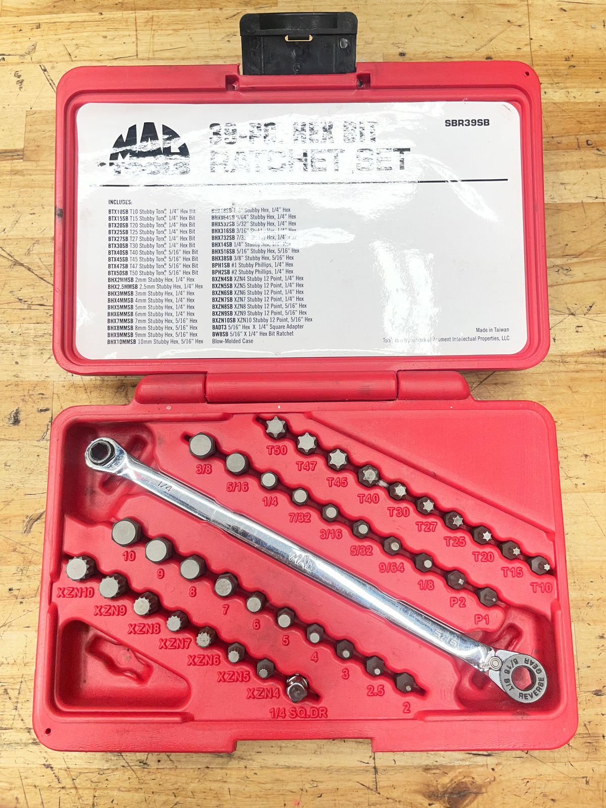 Mac Tools 39pc Hex Bit Ratchet Set SBR39SB