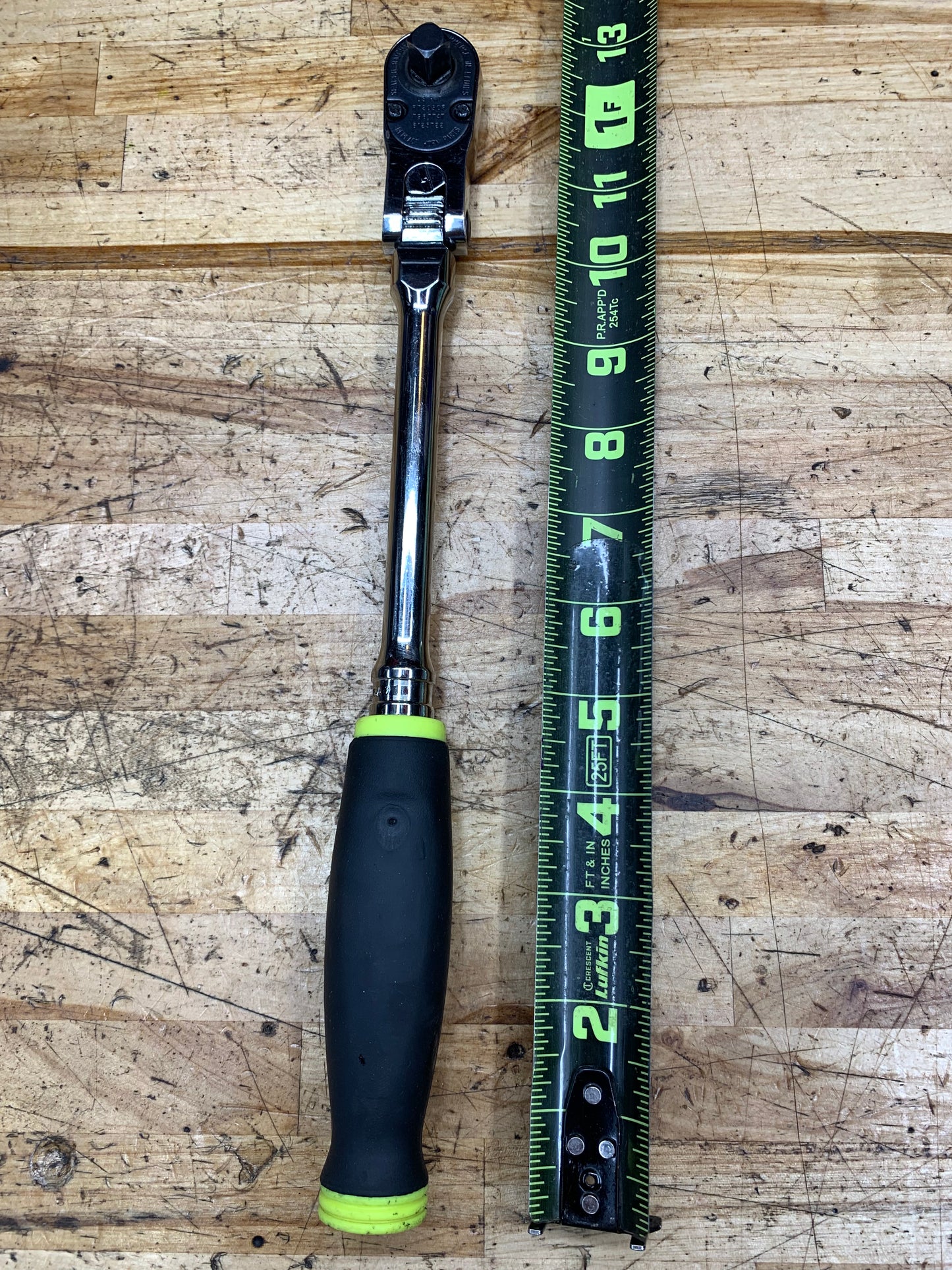 Snap On 3/8” Locking Flex Head Ratchet Soft Grip HiViz USA FHLX80B