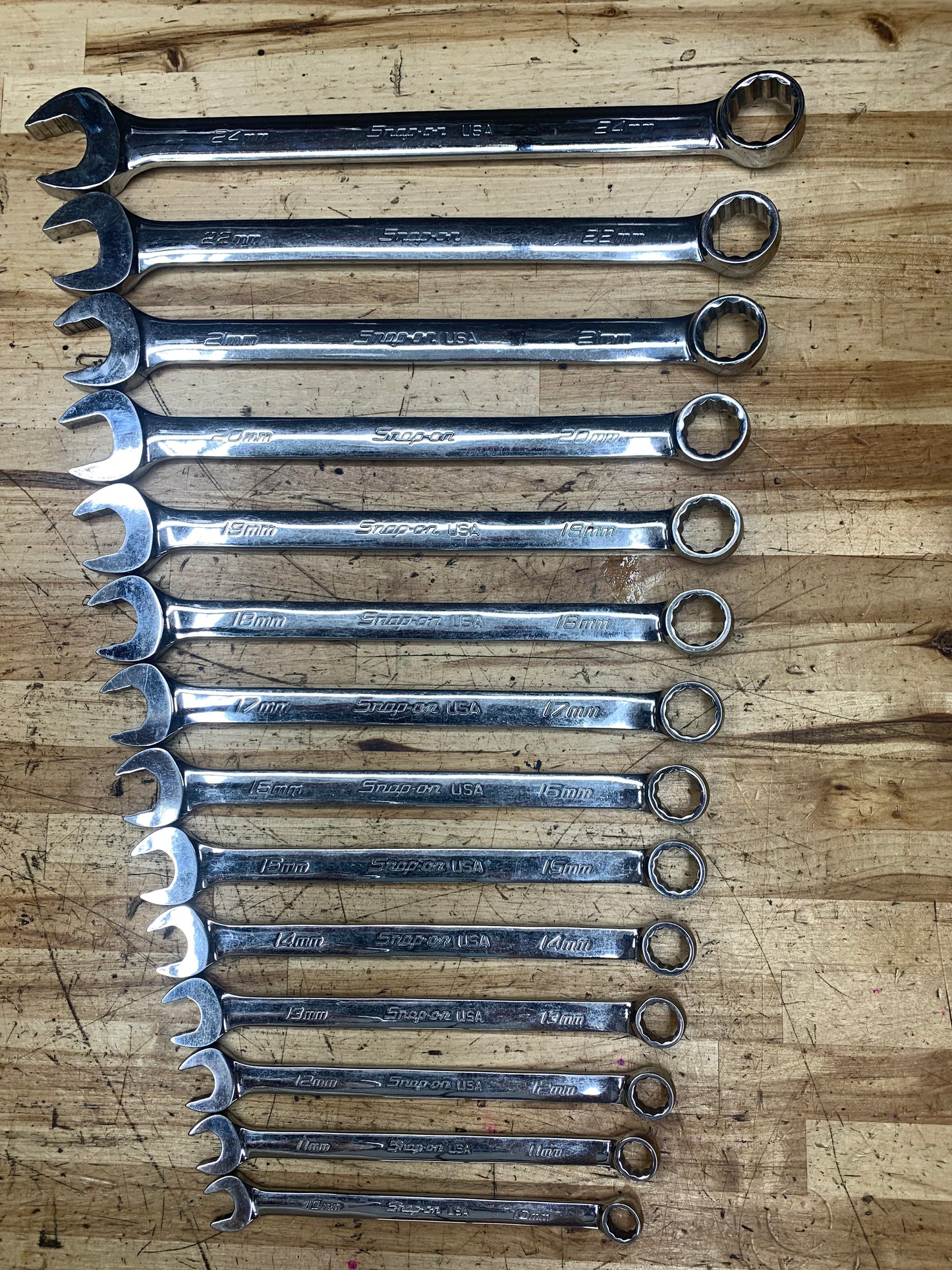 Snap On Metric Flank Drive Plus* Combo Wrench Set 10-24mm 14pc. USA OEXM713B (+24mm)
