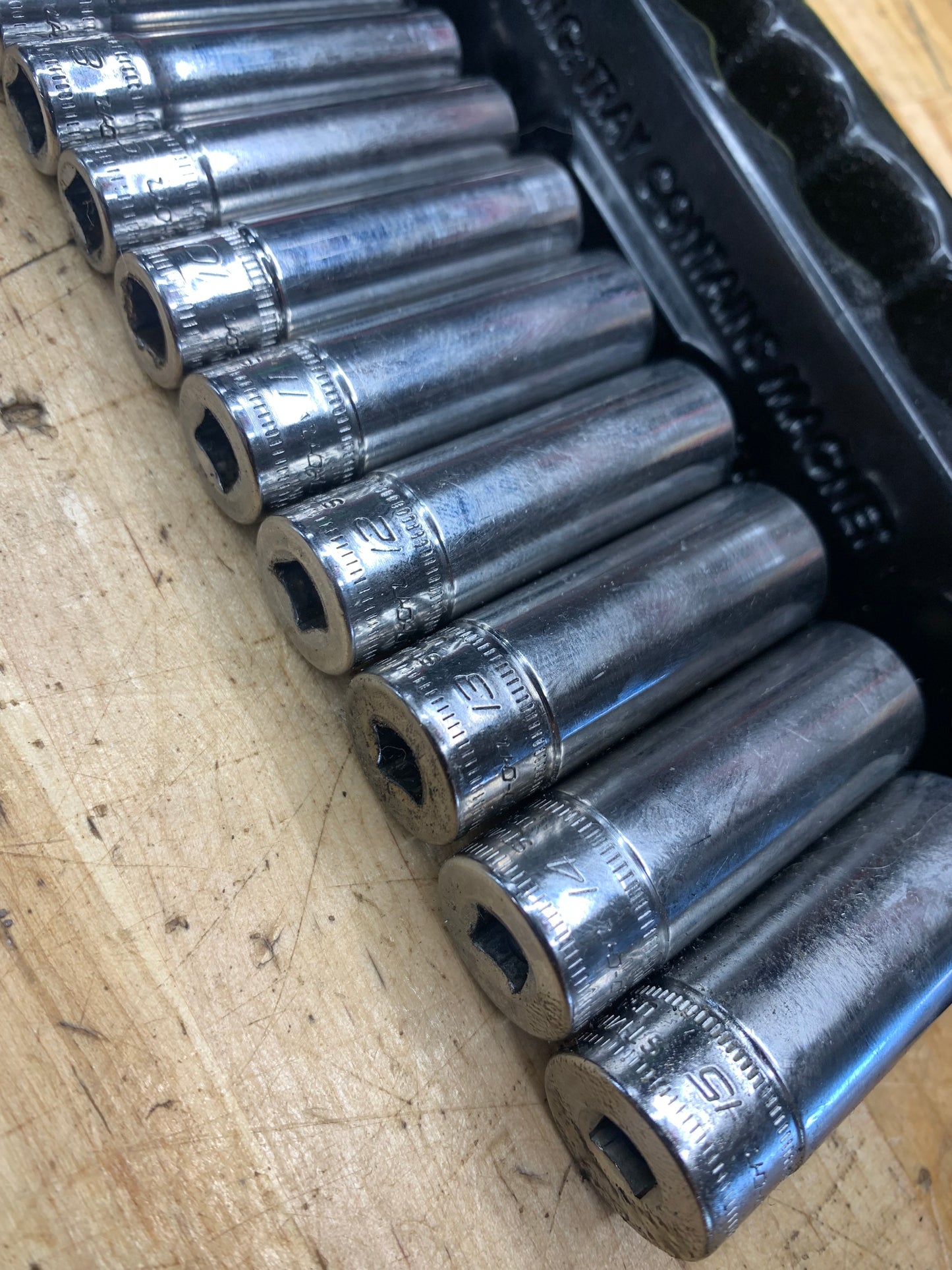 Snap On 1/4” Metric Deep Socket Set 12pc Magnetic Tray USA 112STMMY