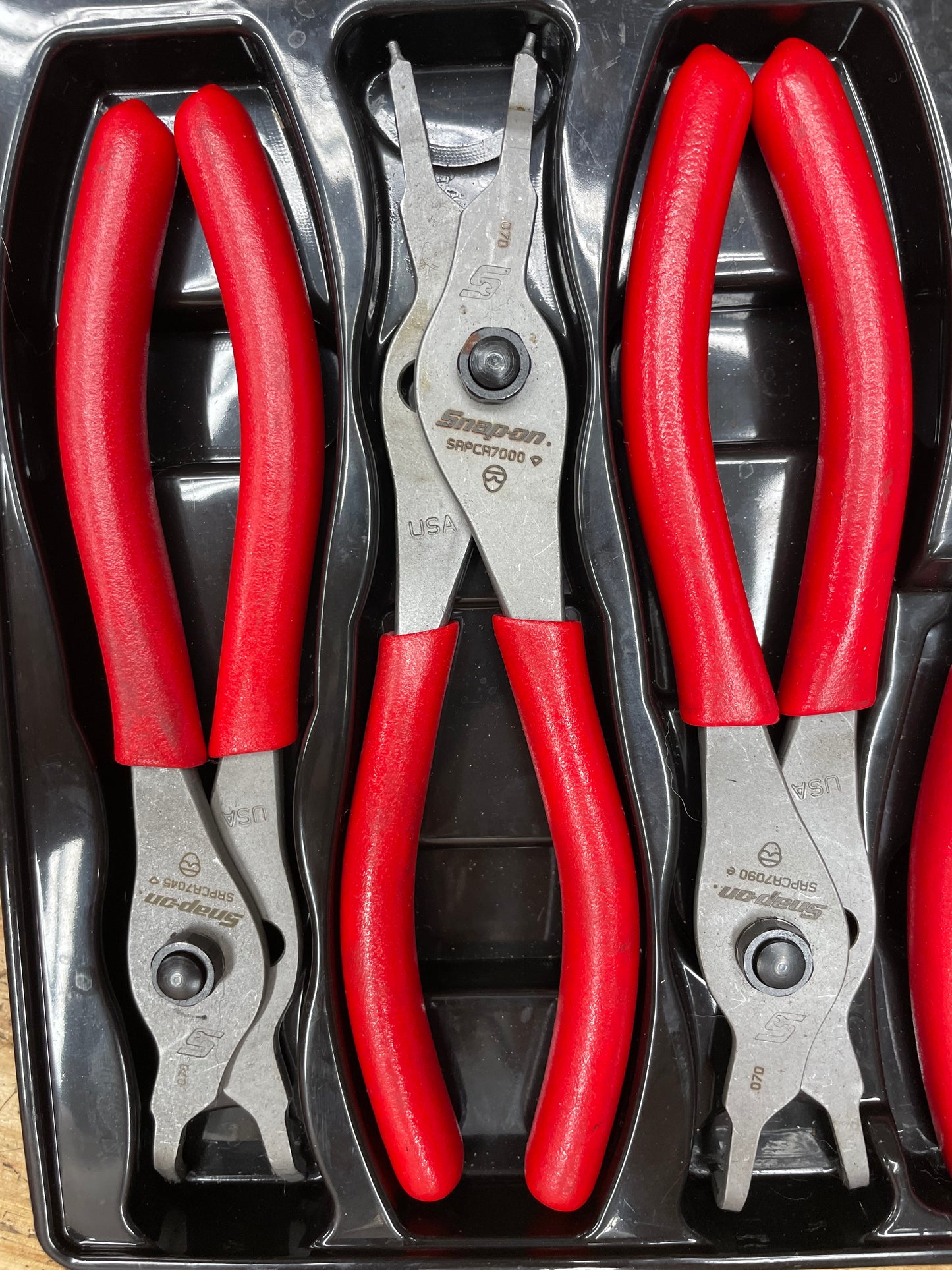 Snap On Snap Ring Pliers Tray 7pc New Detent Pin Hinge USA SRPCR107