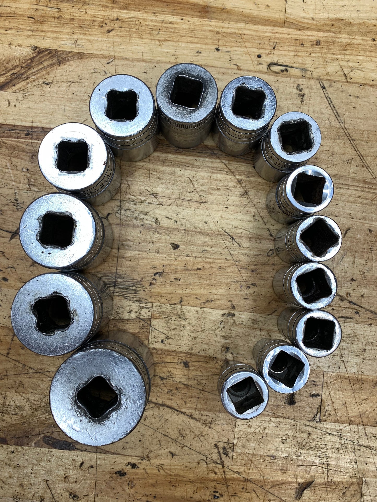 Snap On 1/2” SAE Shallow Socket Set 14pc USA 3/8"- 1-1/4"