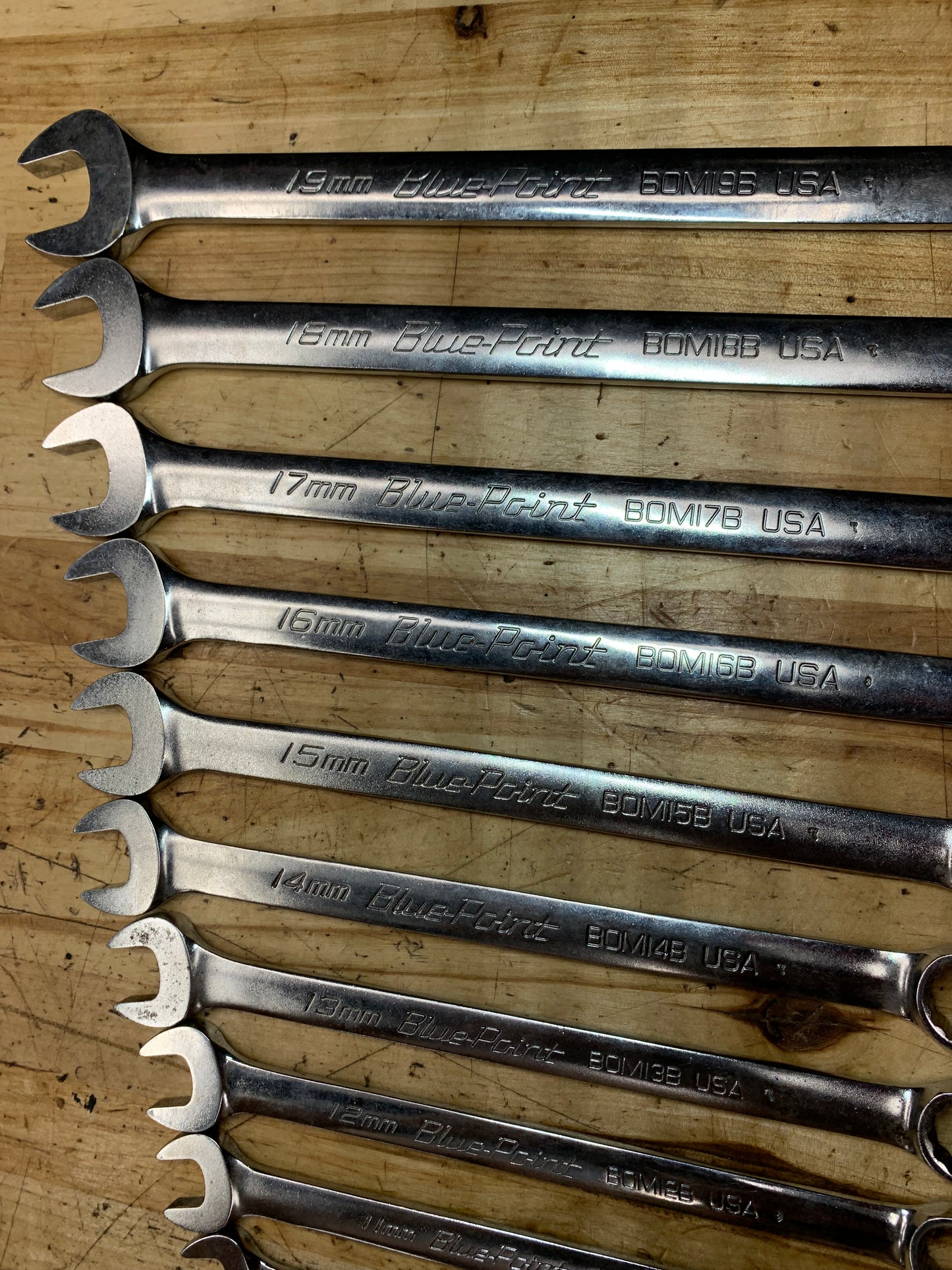 Blue Point Metric Combo Wrench Set 8-19mm 12pc USA BLPCWSM712B