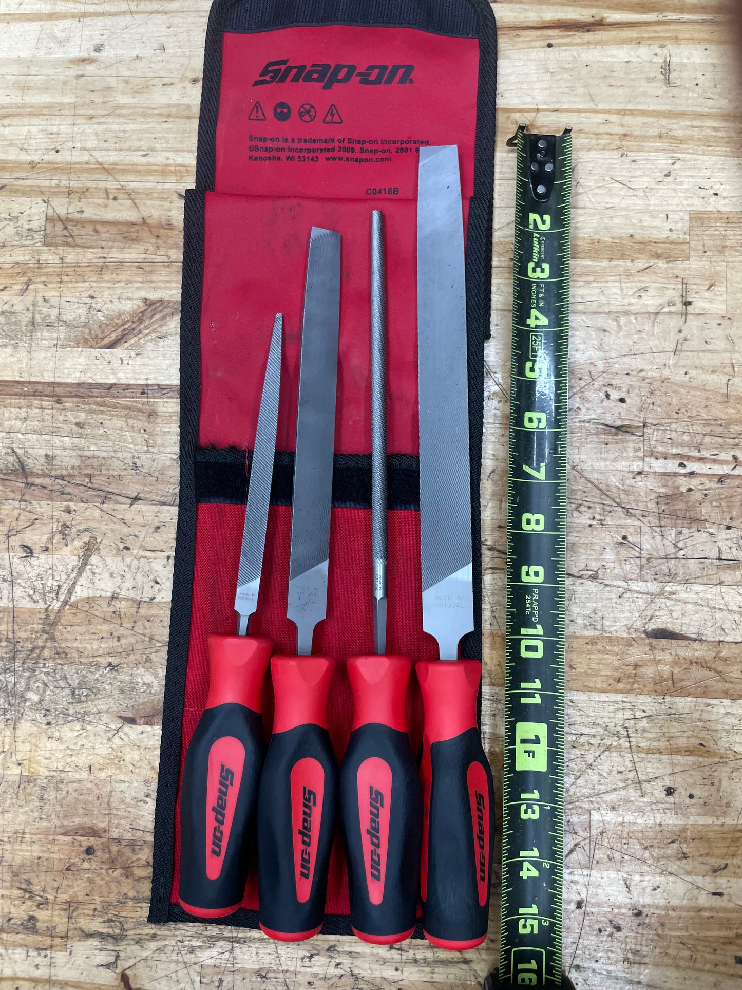 Snap On File Set Bastard Cut Instinct Handle 4pc USA C0416B