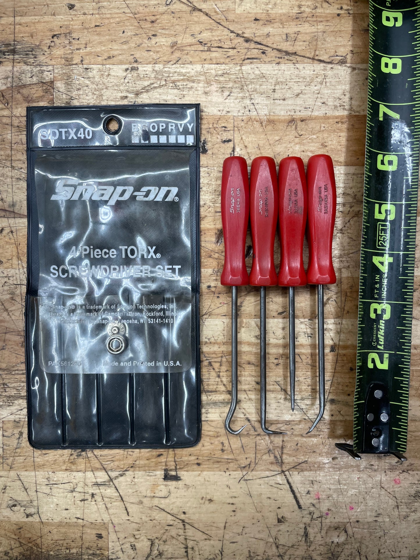 Snap On 4pc Mini Pick Red Hard Handle Pouch Set USA ASA204A