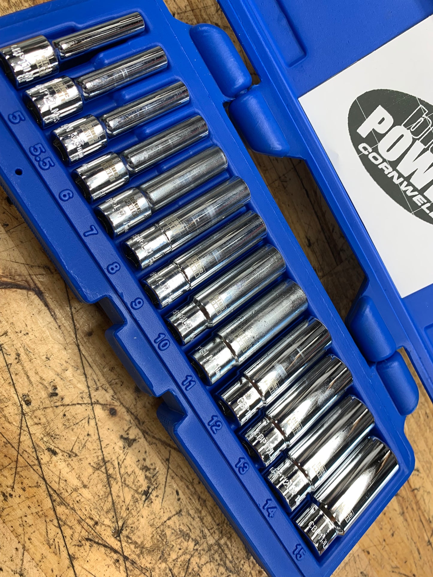 Blue Power by Cornwell 1/4" Metric Deep Chrome Socket Set CBP1LM