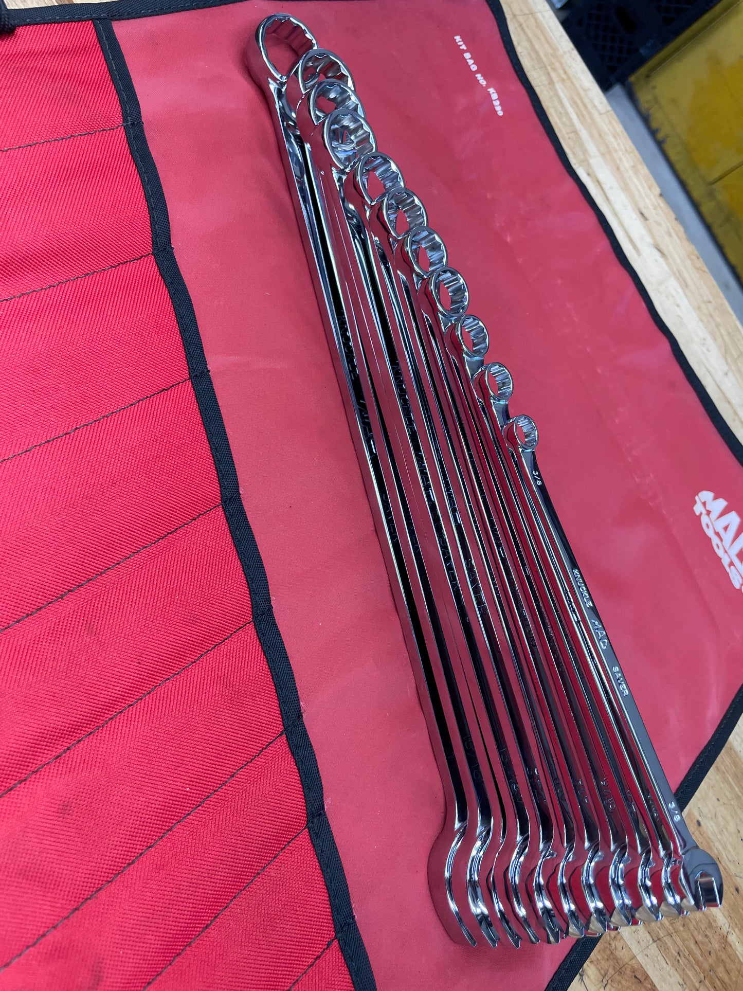 Mac Tools SAE Long Pattern Combo Wrench Set 11pc 3/8”-1” USA LIKE NEW SCL11LKS