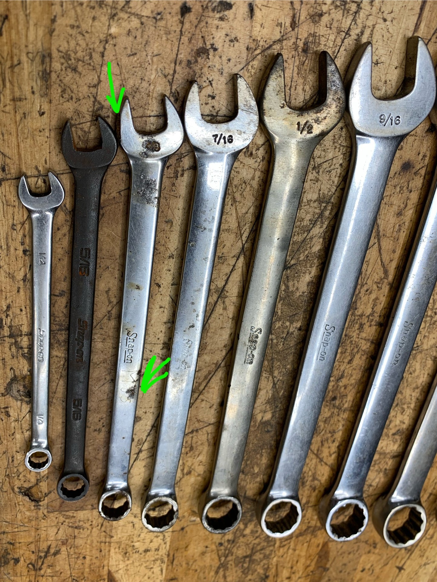 Snap On SAE Combo Wrench Set 10pc. 5/16" to 13/16" USA