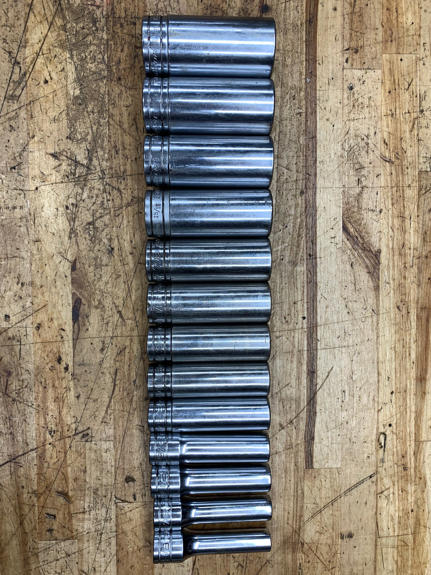 Snap On 1/2" SAE Deep Socket Set 13pc USA 313TSYA