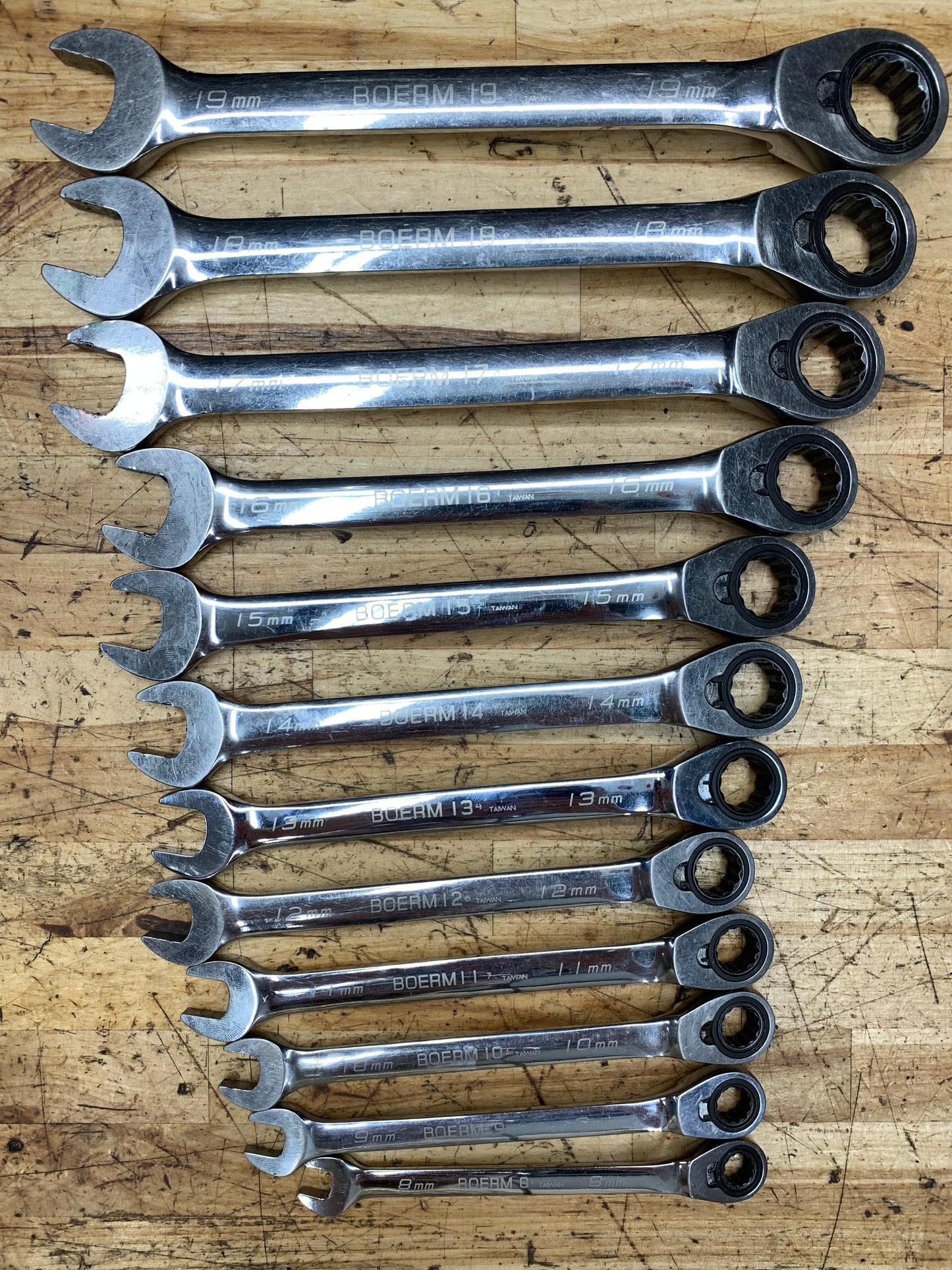 Blue Point Metric Ratcheting Combo Wrench Set 8-19mm 12pc BOERM712
