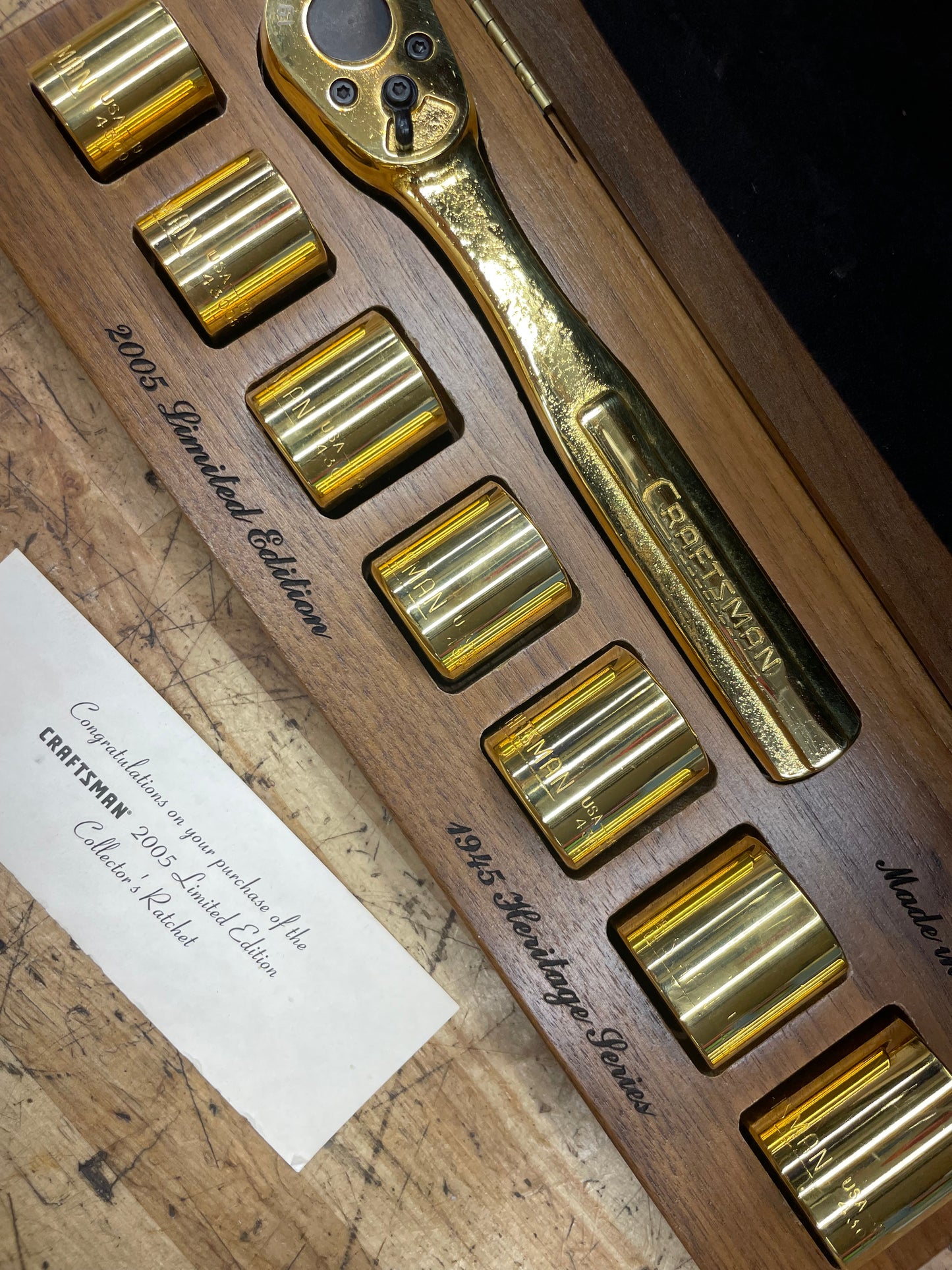 Craftsman Tools 1945 to 2005 Heritage Limited Edition 24k Gold Plated  Ratchet/Socket Set USA