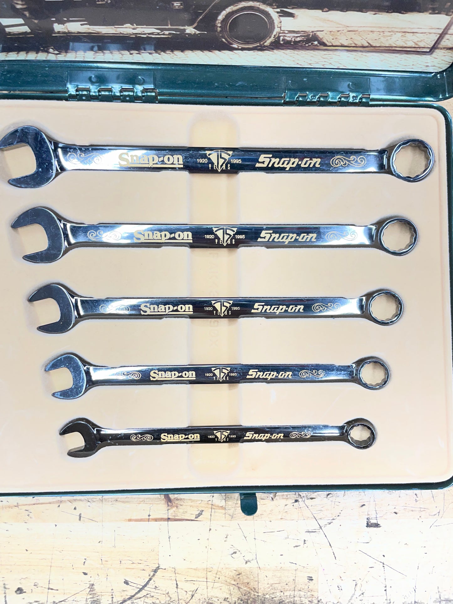 Snap On 75th Anniversary Edition 1995 24K Gold Engraved SAE Wrench Set 5pc USA KRA285