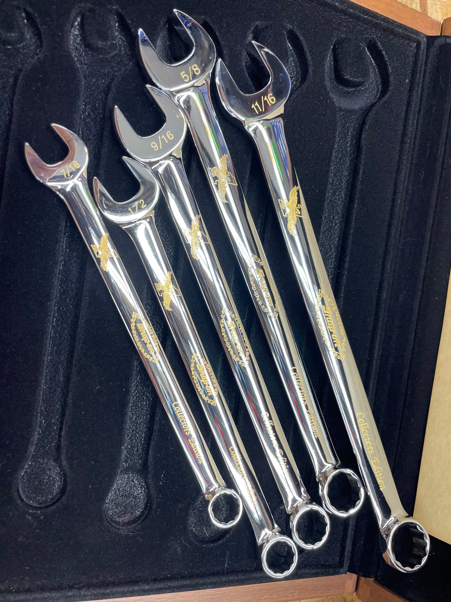 Snap On Collector Wrench Series 24K Gold Engraved SAE Combo Wrench Set 5pc USA