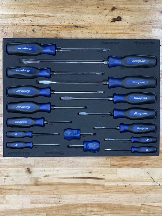 Snap On 16pc Foam Screwdriver Set  POWER BLUE SGDX160BFMB USA