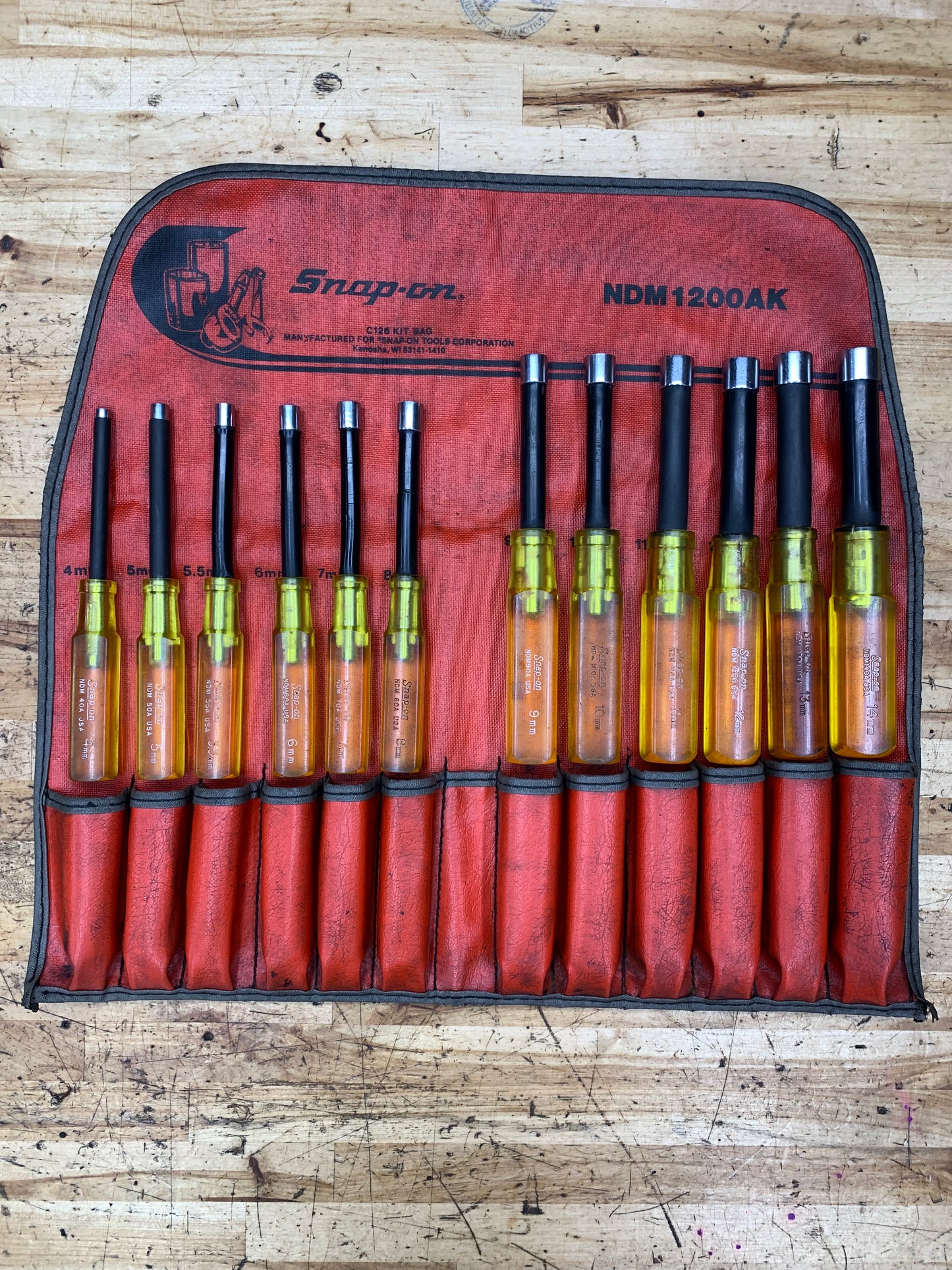 Snap On Vintage Metric Nut Driver Set 12pc USA NDM1200AK