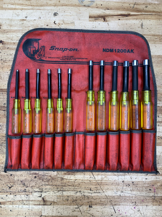 Snap On Vintage Metric Nut Driver Set 12pc USA NDM1200AK