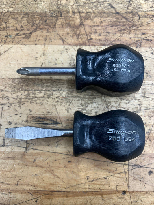 Snap On Stubby Screwdriver Set No.2 Phillips & Flathead Hard Handle USA