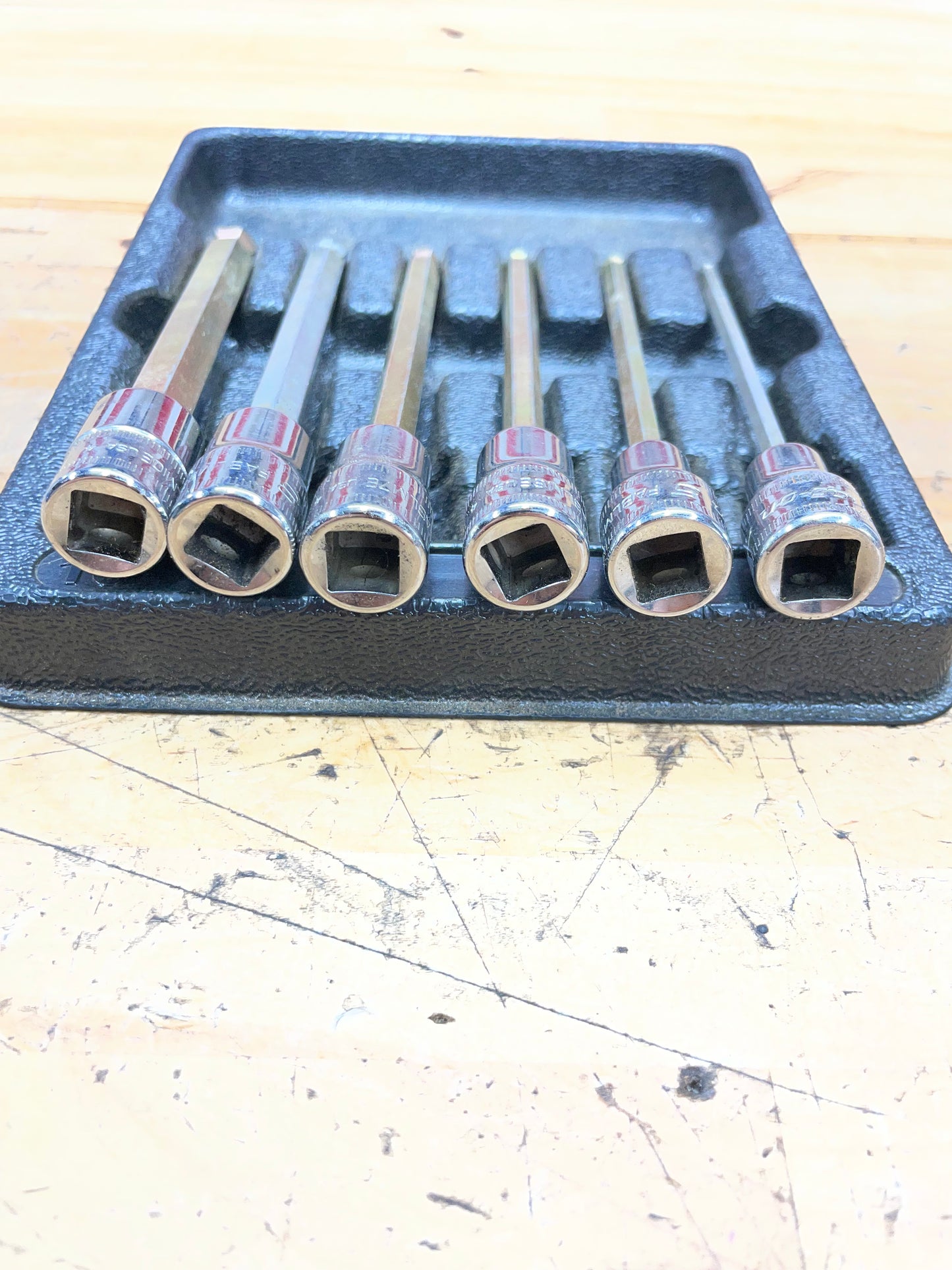 Snap On 3/8" Metric Ball End Hex Socket Tray 6pc Set USA 206EFABLM