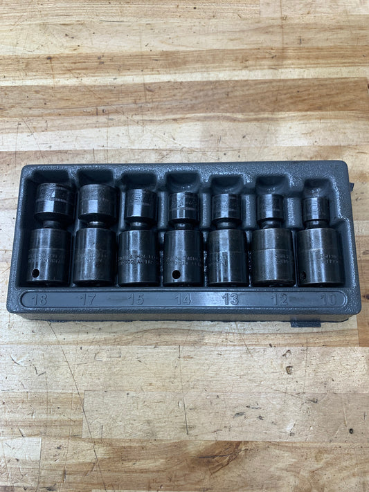 Snap On 3/8” Metric Shallow Impact Swivel Sockets 7pc. 10-18mm 207IPFM