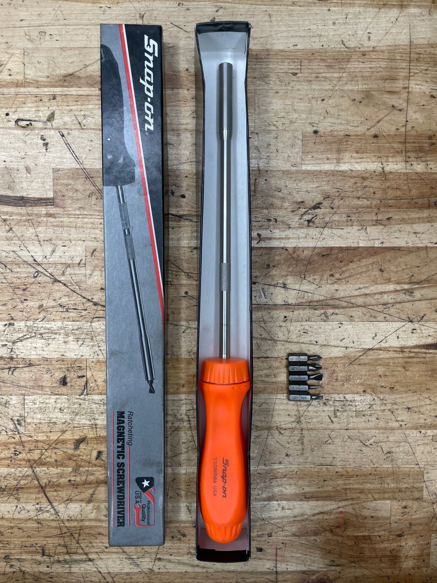 Snap On Long Ratcheting Screwdriver Orange Hard Handle USA BRAND NEW SSDMR8A