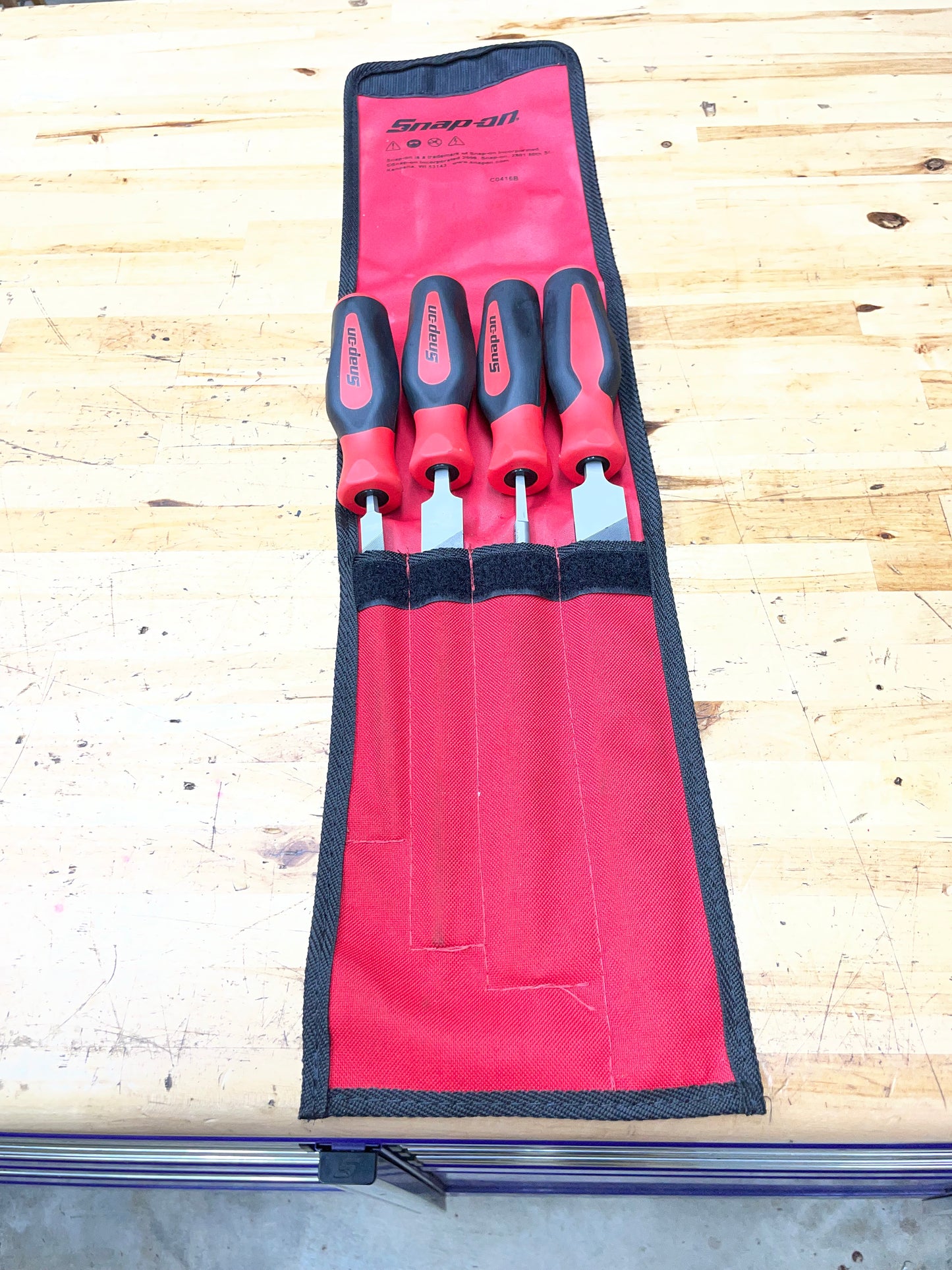 Snap On File Set Bastard Cut Instinct Handle 4pc USA C0416B