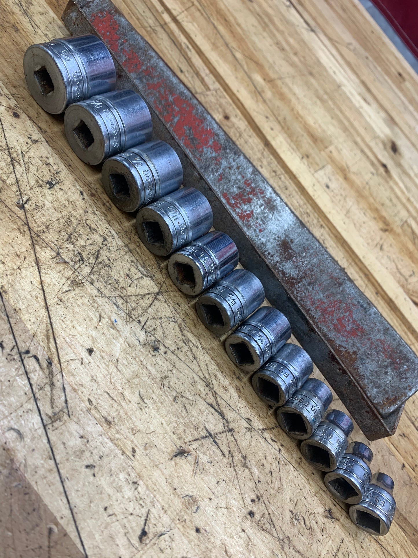 Snap On 3/8" SAE Vintage Shallow Socket Set 12pc USA KTA-232A