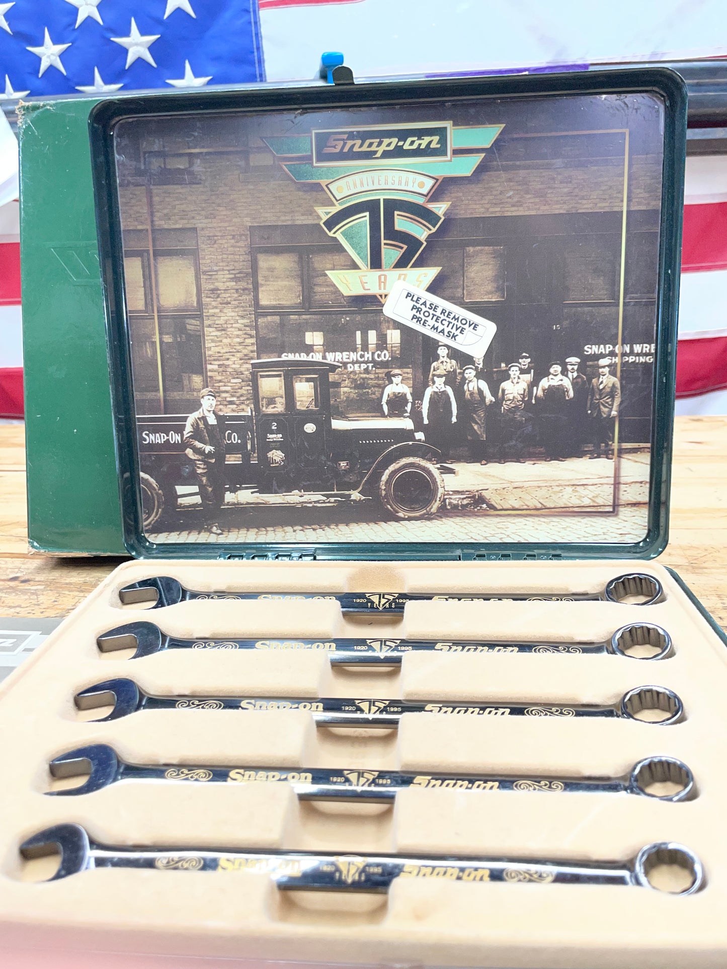 Snap On 75th Anniversary Edition 1995 24K Gold Engraved SAE Wrench Set 5pc USA KRA285