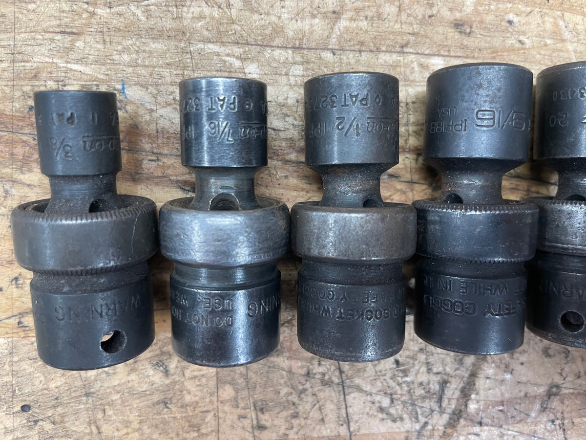 Snap On 3/8” SAE Impact Swivel Universal Impact Socket Set 3/8”-3/4” USA 207IPF