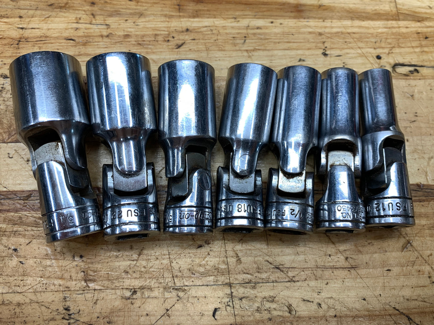 Snap On SAE 3/8” Swivel Universal Socket Set 7pc USA 207FSU
