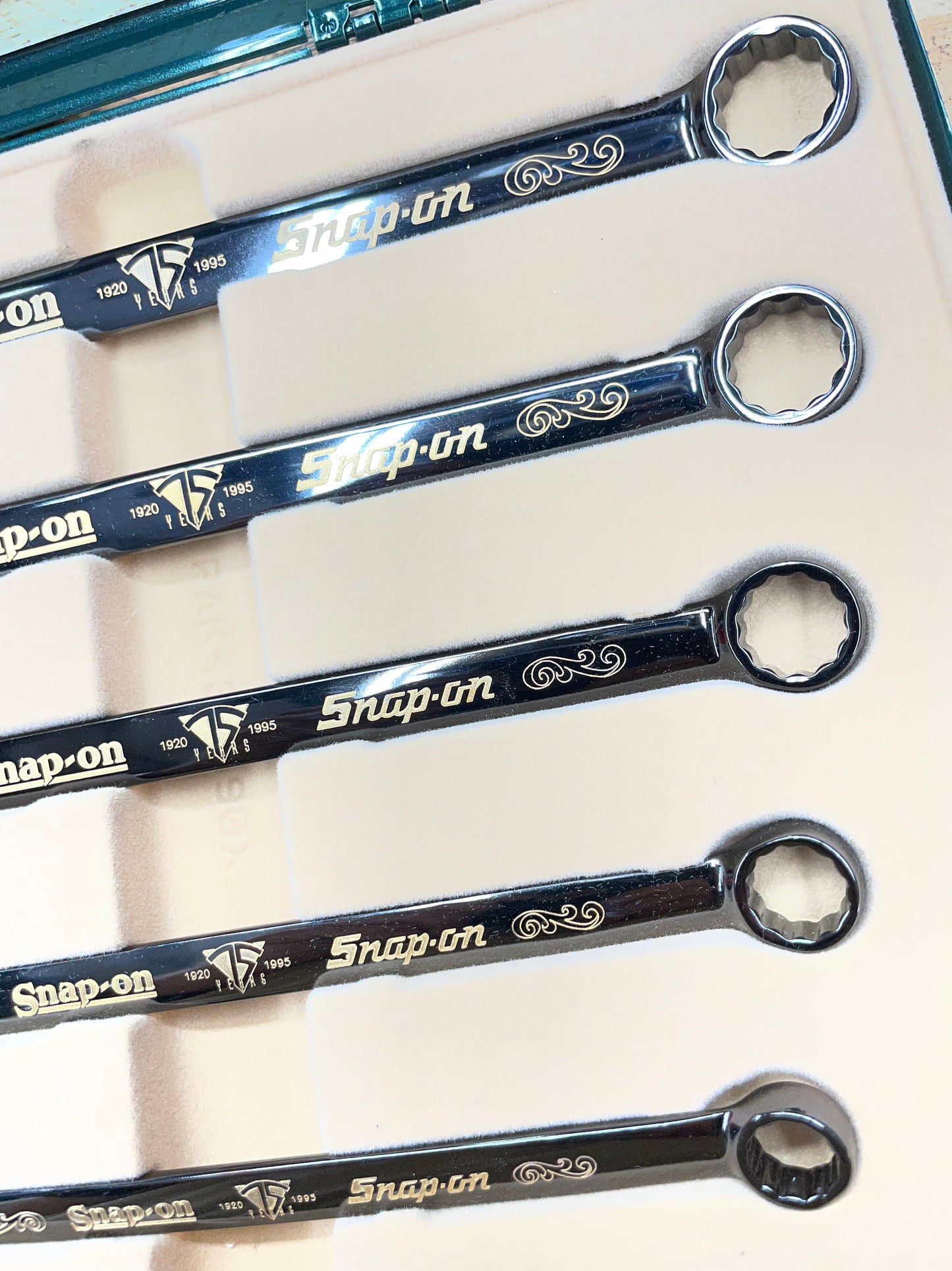 Snap On 75th Anniversary Edition 1995 24K Gold Engraved SAE Wrench Set 5pc USA KRA285