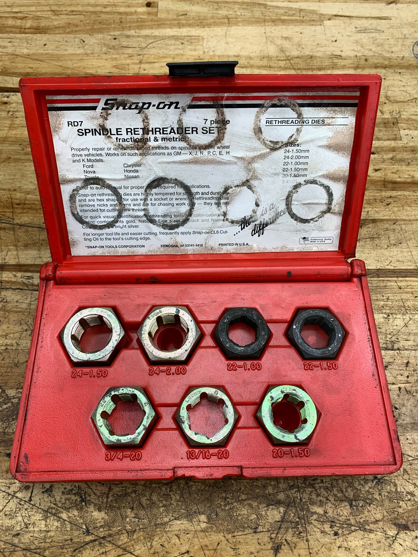 Snap On Spindle Rethreader Set USA RD7