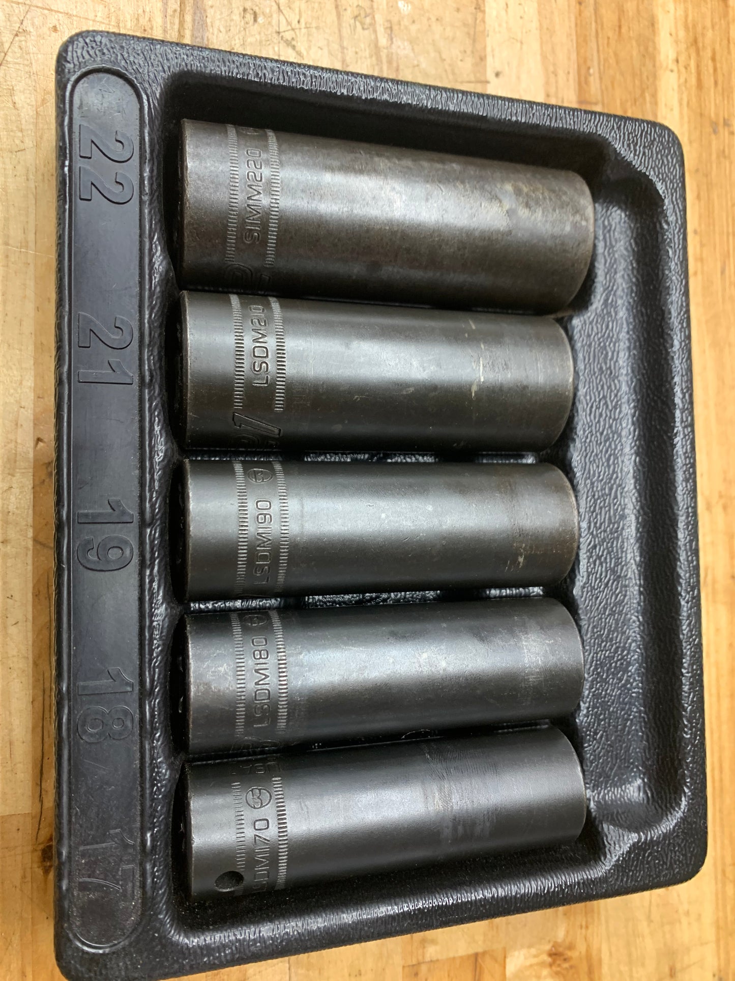 Snap On 1/2” Metric Deep Impact Socket Set 5pc 17-22mm USA 305LSDM