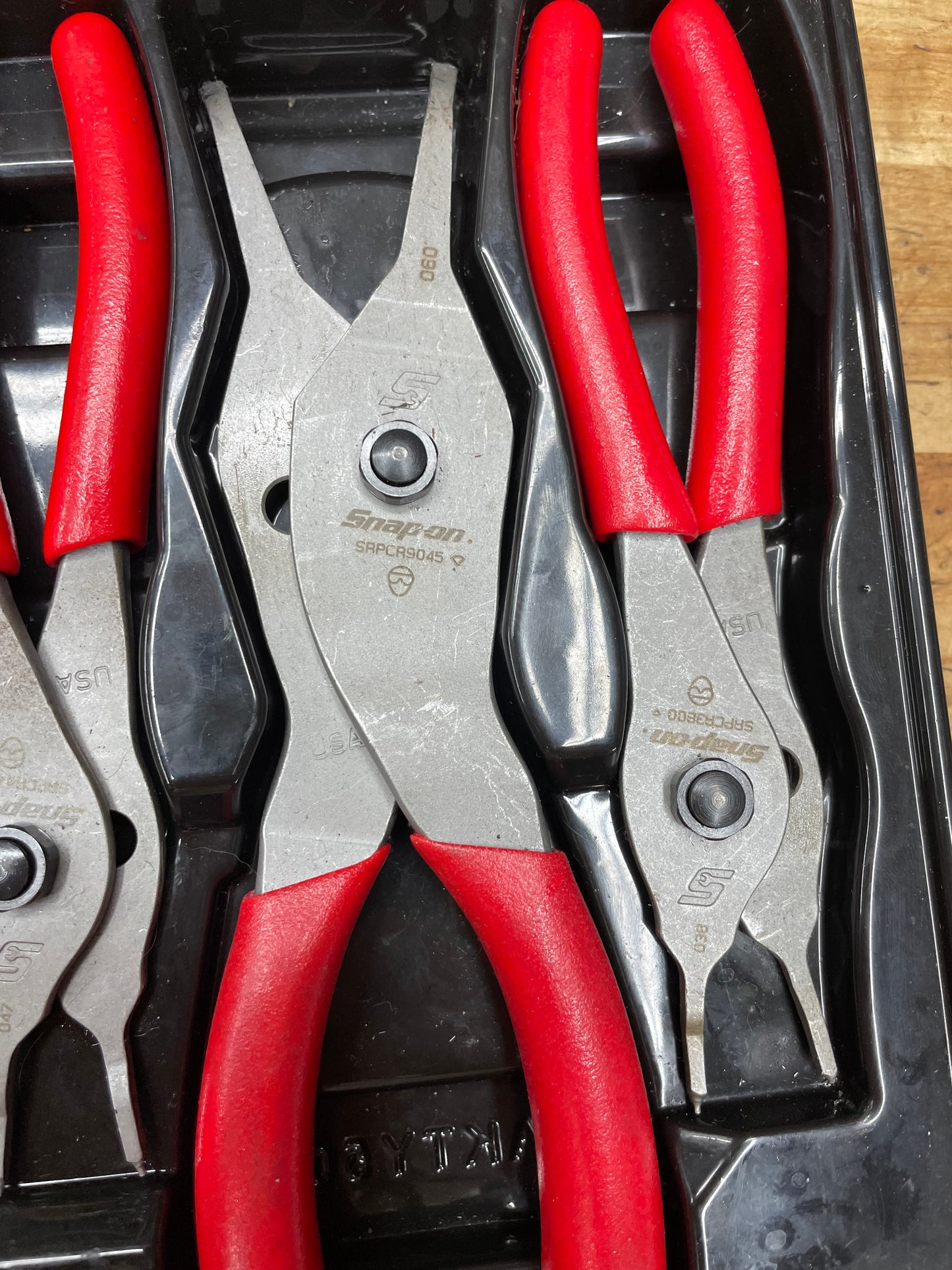 Snap On Snap Ring Pliers Tray 7pc New Detent Pin Hinge USA SRPCR107