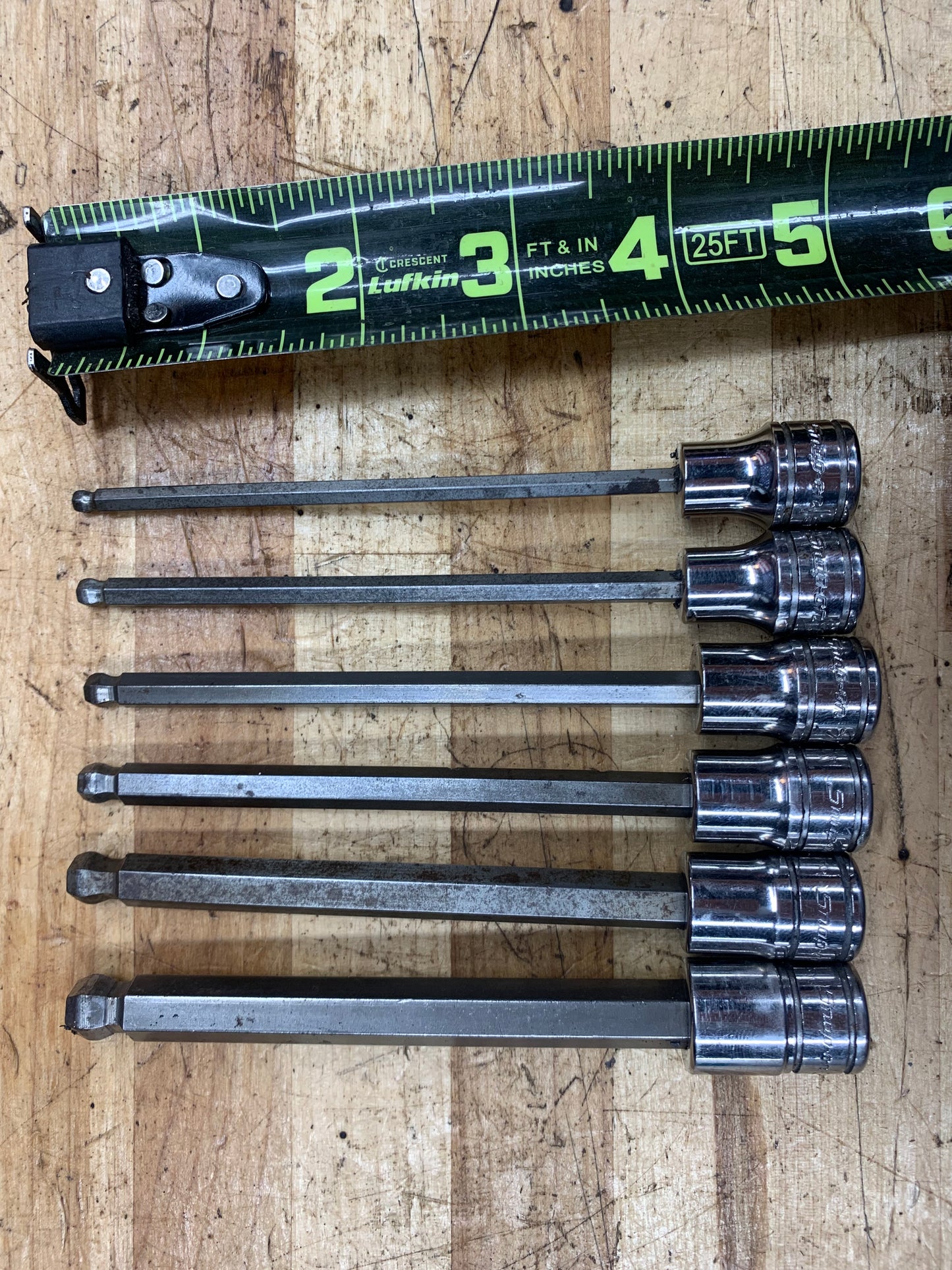 Snap On SAE Long Hex Ball End 3/8” Socket Set 6pc. USA 206EFABL