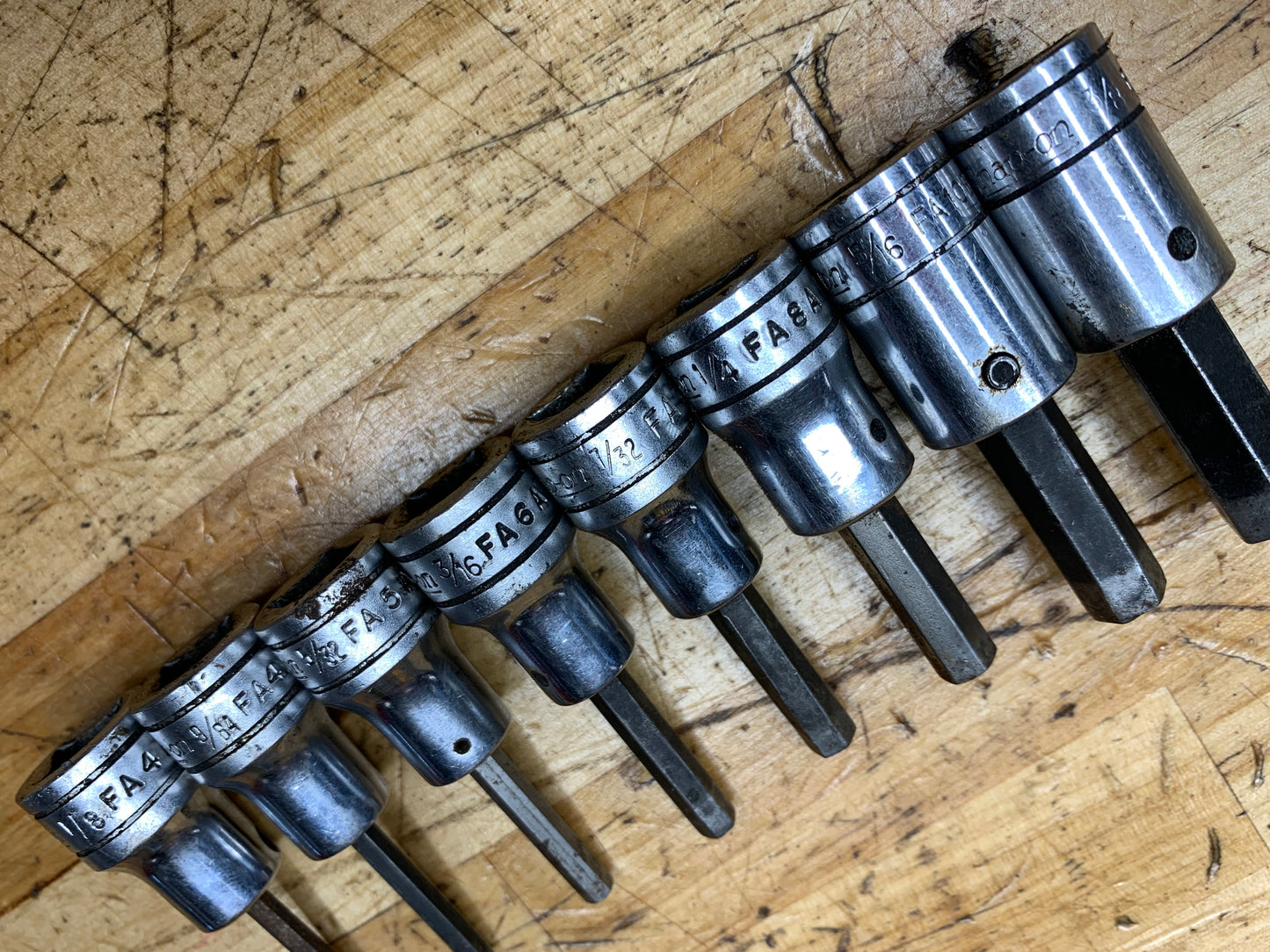 Snap On SAE Hex Bit 3/8” Drive Socket Set 8pc. USA 208EFAY