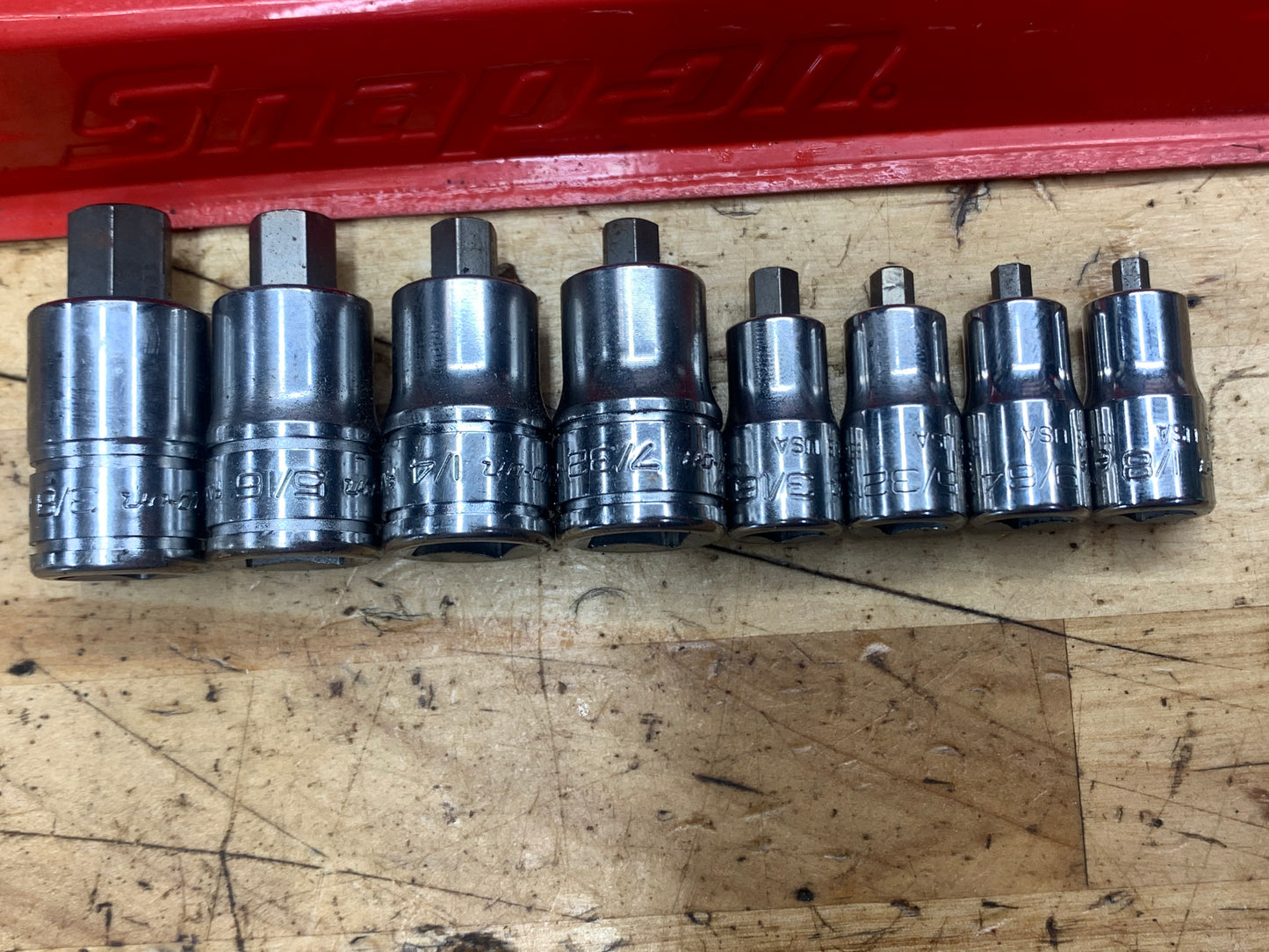 Snap On SAE Stubby Hex Allen Socket Set 8pc USA 208EFTAXSY