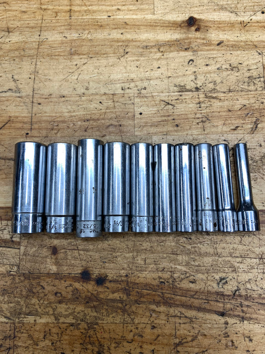 Snap on 1/4" SAE Deep Socket Set 10pc USA
