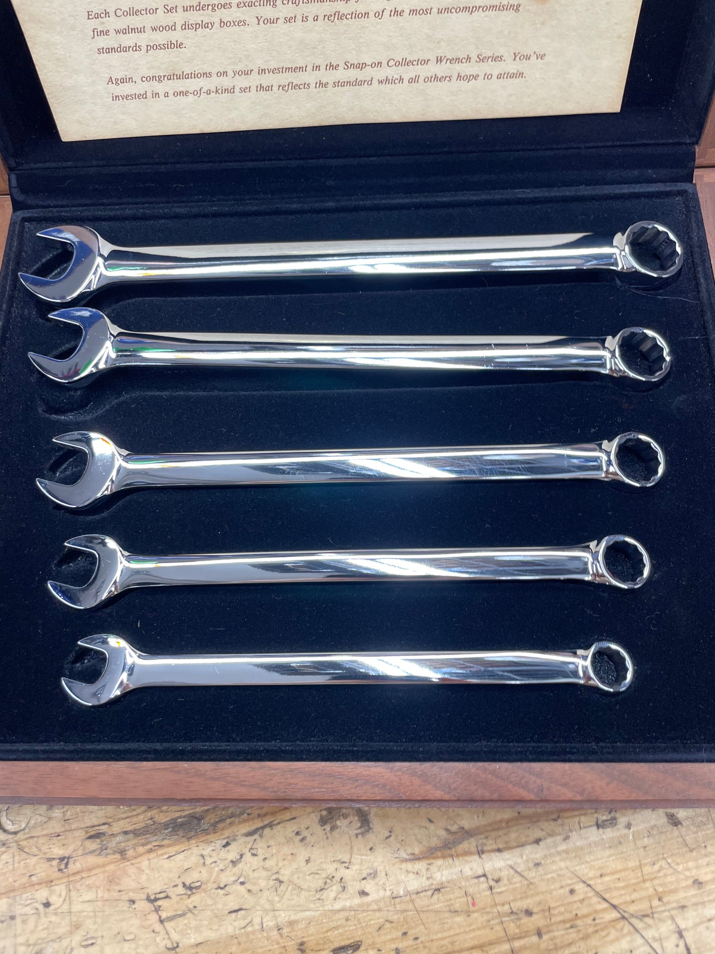 Snap On Collector Wrench Series 24K Gold Engraved SAE Combo Wrench Set 5pc USA