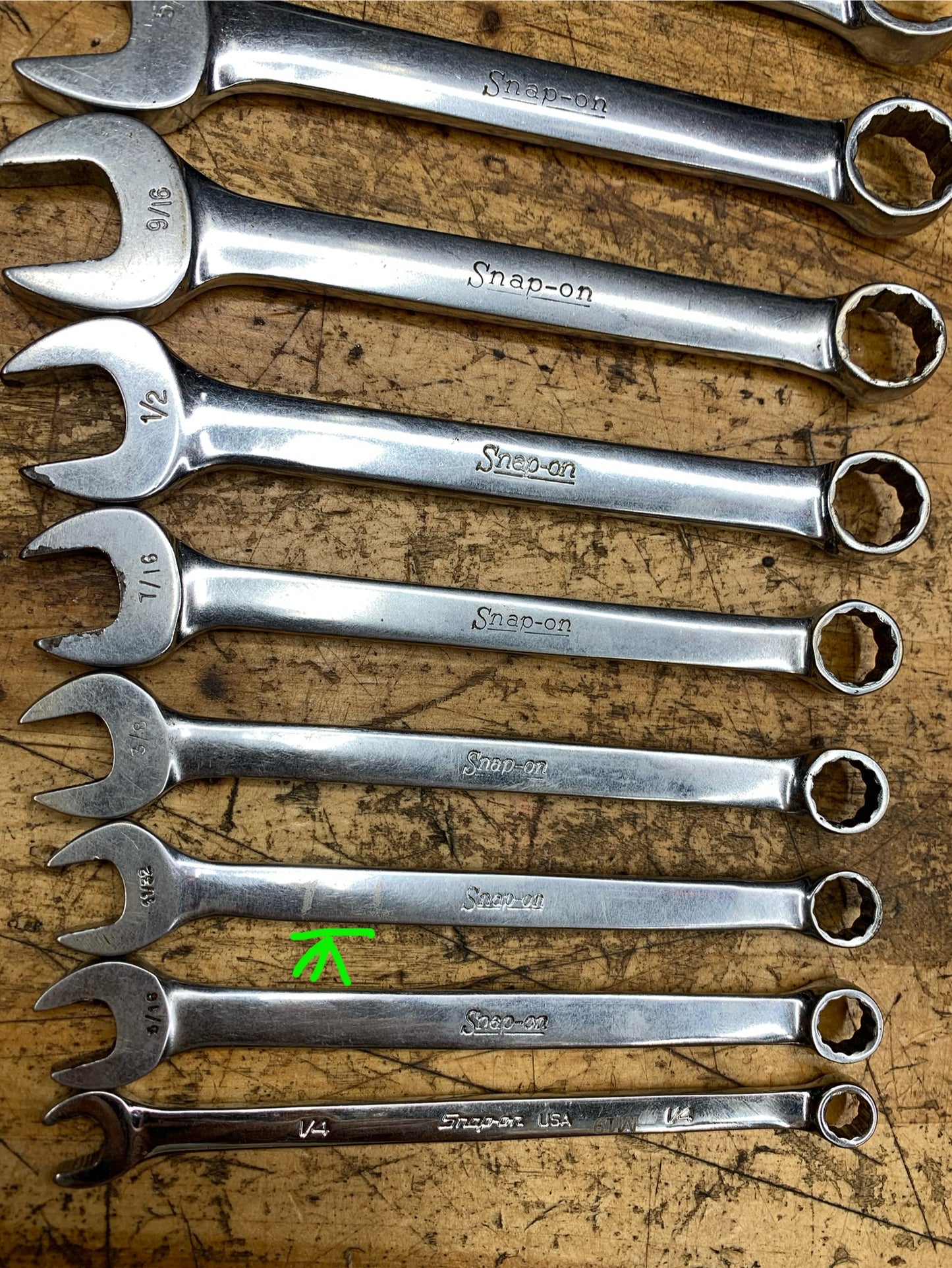 Snap On SAE Combo Short Pattern Wrench Set 10pc USA OEXS709B+1/4"