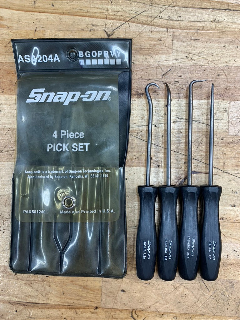Snap On Vintage Black Hard Handle Mini Pick Pouch Set 4pc ASA204A