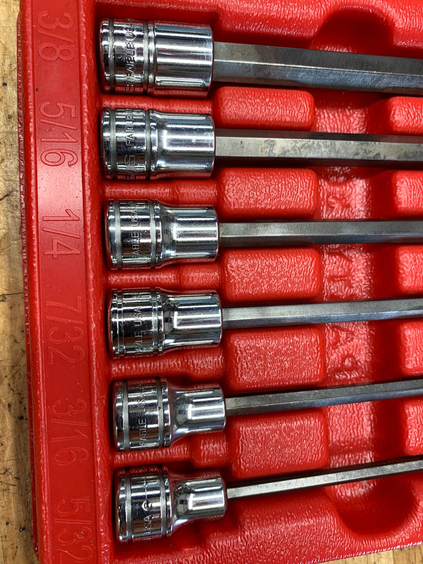 Snap On 3/8" SAE Long Hex Socket Set 6pc USA 206EFAL