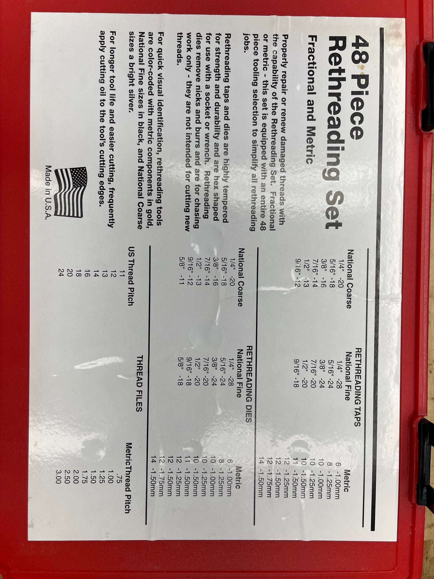 Mac Tools 48pc. Rethreading Set BRAND NEW USA TRCOMBO-48