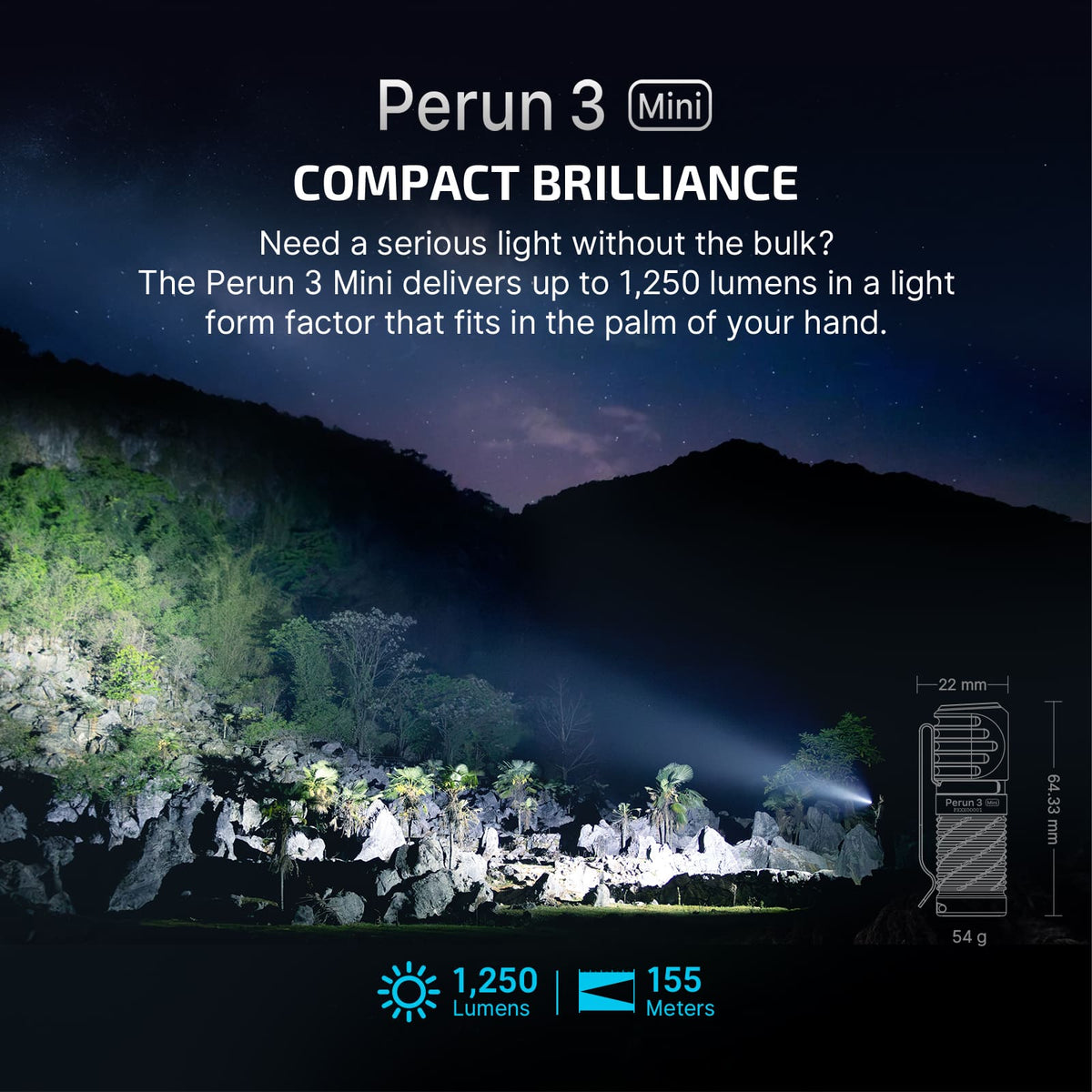 Perun 3 Mini Headlamp & Flashlight with Red and White Light BRAND NEW